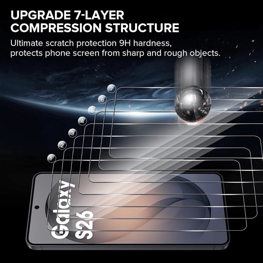 SmartUP Displayschutzglas 2X Schutzglas für Samsung Galaxy S26 Display Panzerfolie Full Screen für Samsung Galaxy S26, 2 Stück, Rundumschutz, passgenaue Verarbeitung