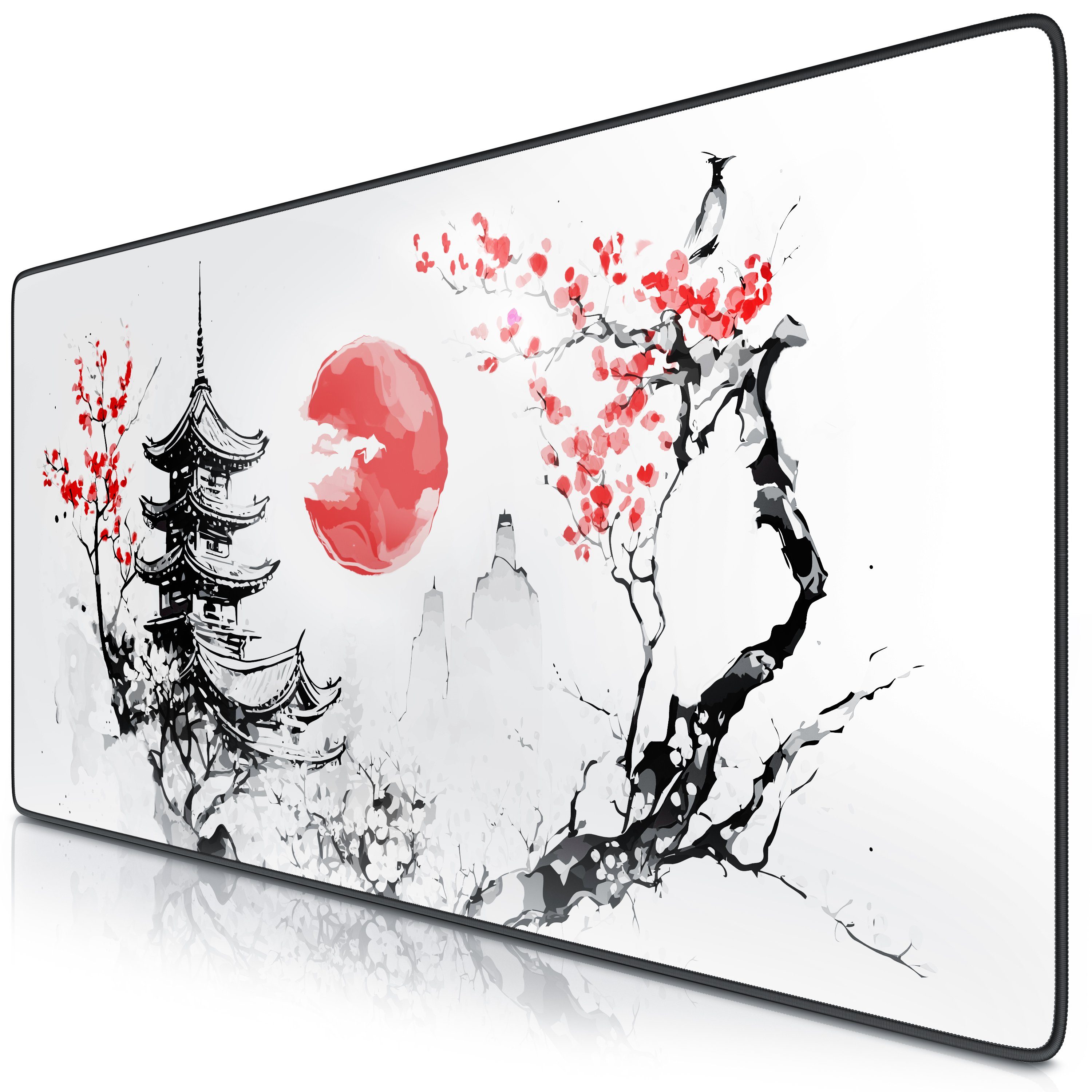Titanwolf Gaming Mauspad XXL Speed Mousepad 900 x 400 x 3 mm, große Tischunterlage (1-St), rutschfest, abwaschbar, Geschwindigkeit & Präzision, Japan Painting
