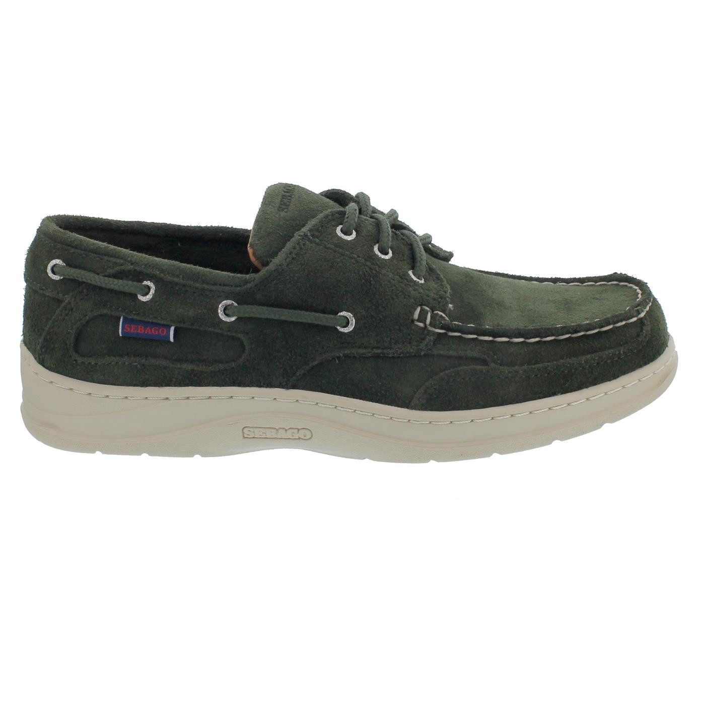 Sebago Sebago Scotty, Veloursleder, Green, Wechselfußbett, 71131QW-909 Bootsschuh