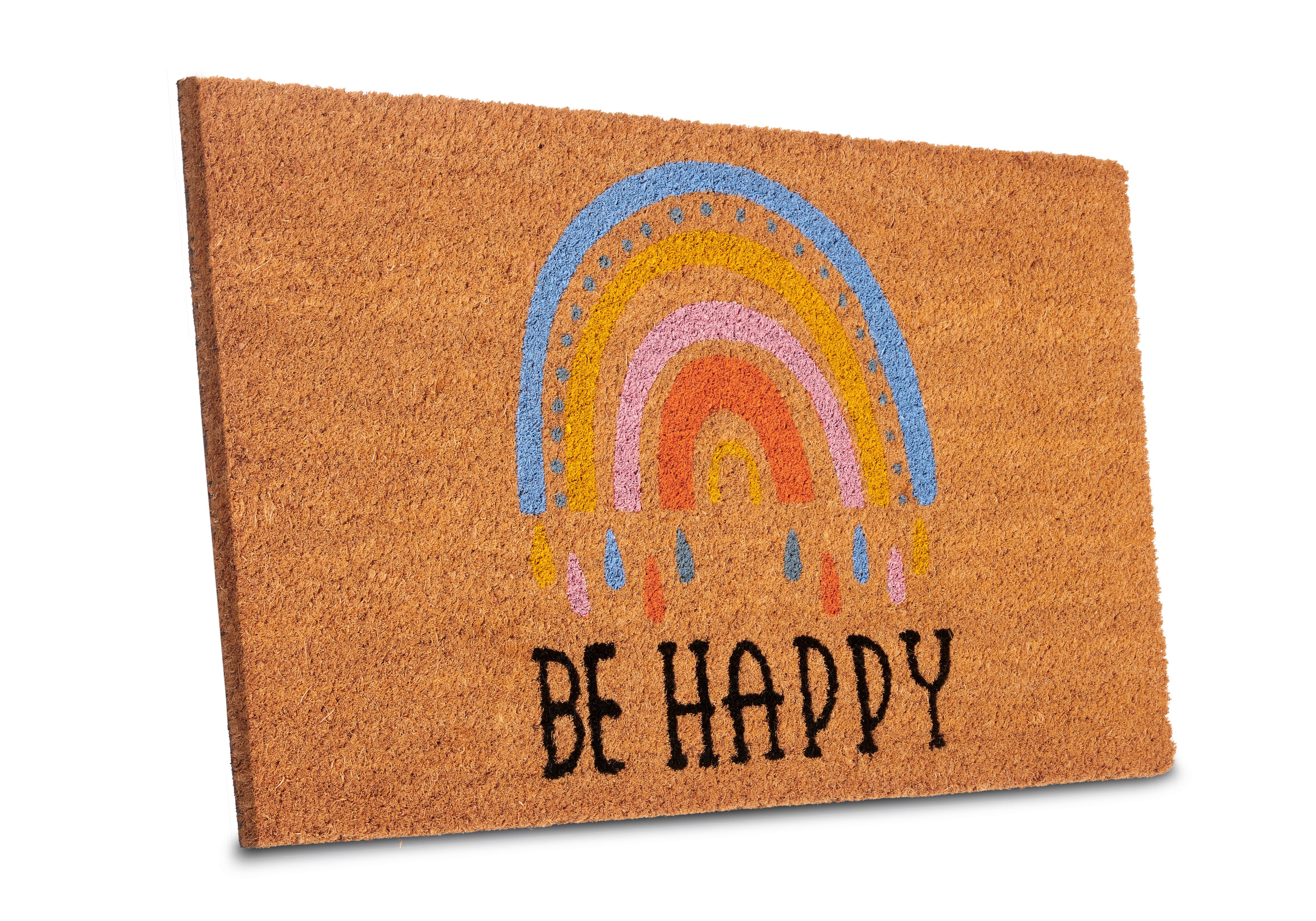 HANSE Home Fußmatte Kokos Be Happy, Türmatte, rechteckig, Höhe: 15 mm, Schmutzfangmatte, Rutschfest, Outdoor, Innen, Außen, Kokosmatte, Flur – Bild 3 von 5