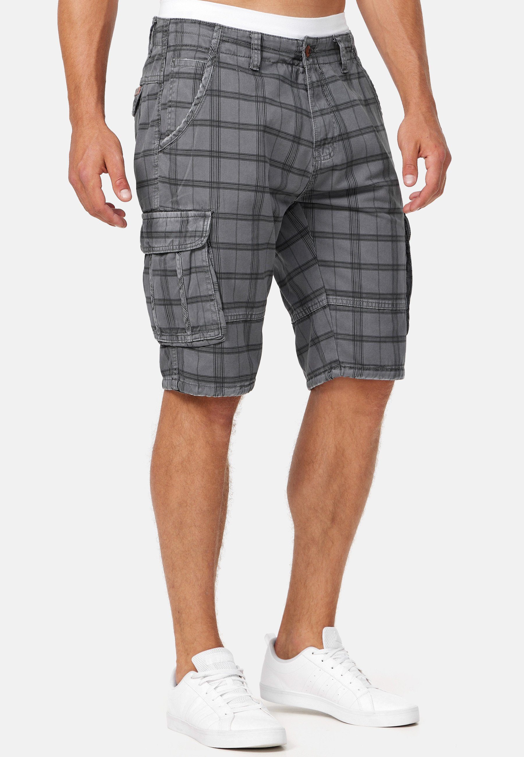 Indicode Cargoshorts Herren Monroe Cargo Cargo Shorts Herrenshorts mit 6 Taschen inkl. Gürtel