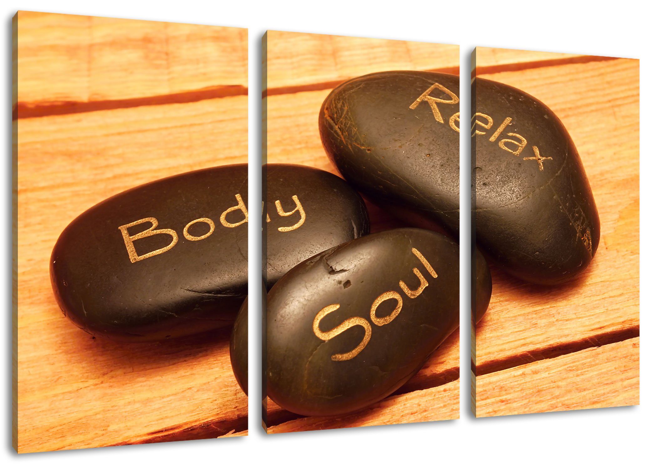 (1 Wellness Body (120x80cm) 3Teiler Soul Soul Leinwandbild Zackenaufhänger Wellness Relax, St), Leinwandbild Body inkl. fertig Relax Pixxprint bespannt,