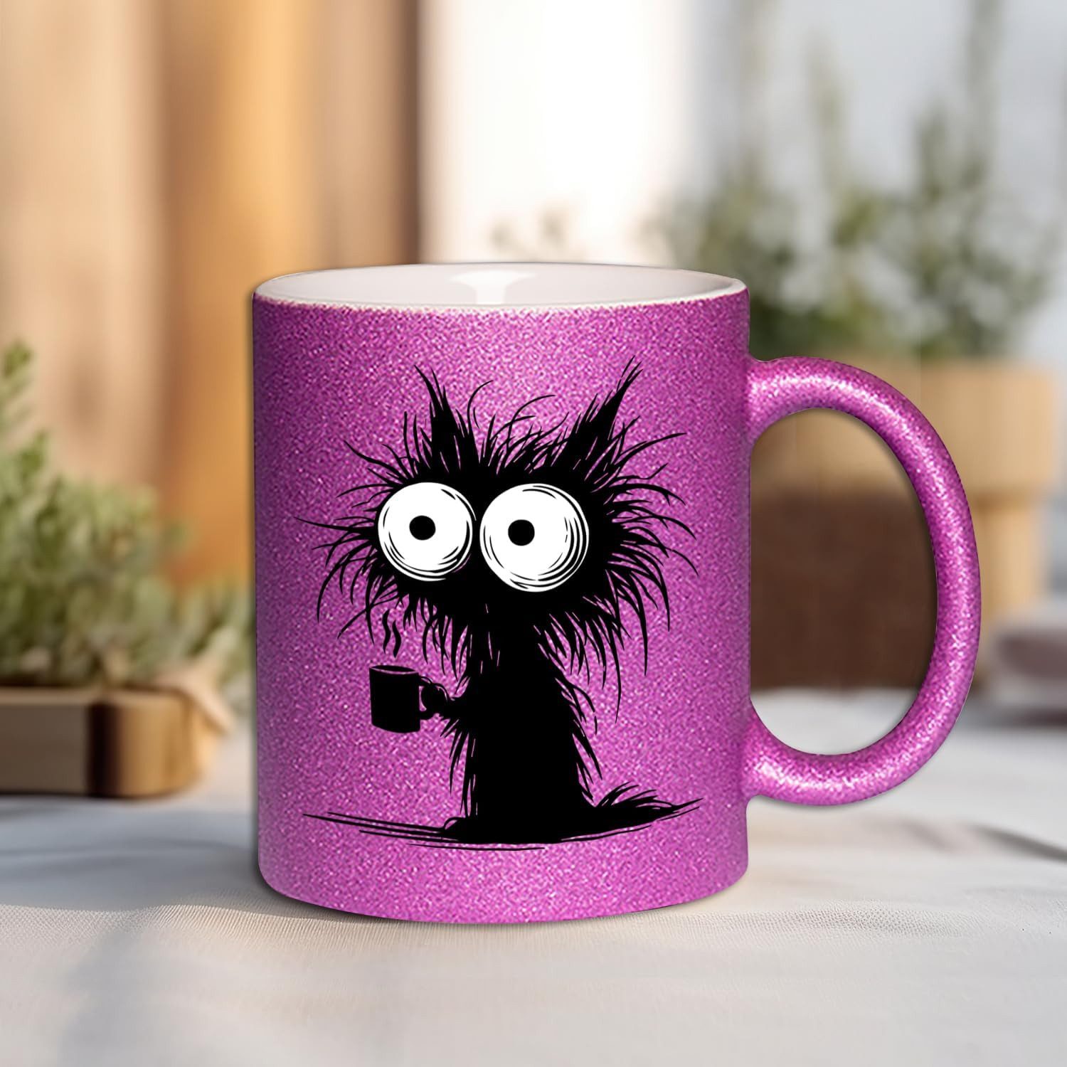 Hustling Sharks Tasse Hustling Sharks® Farbige glitzer-Tassen - Ich brauch Kaffe! I, 330 ml