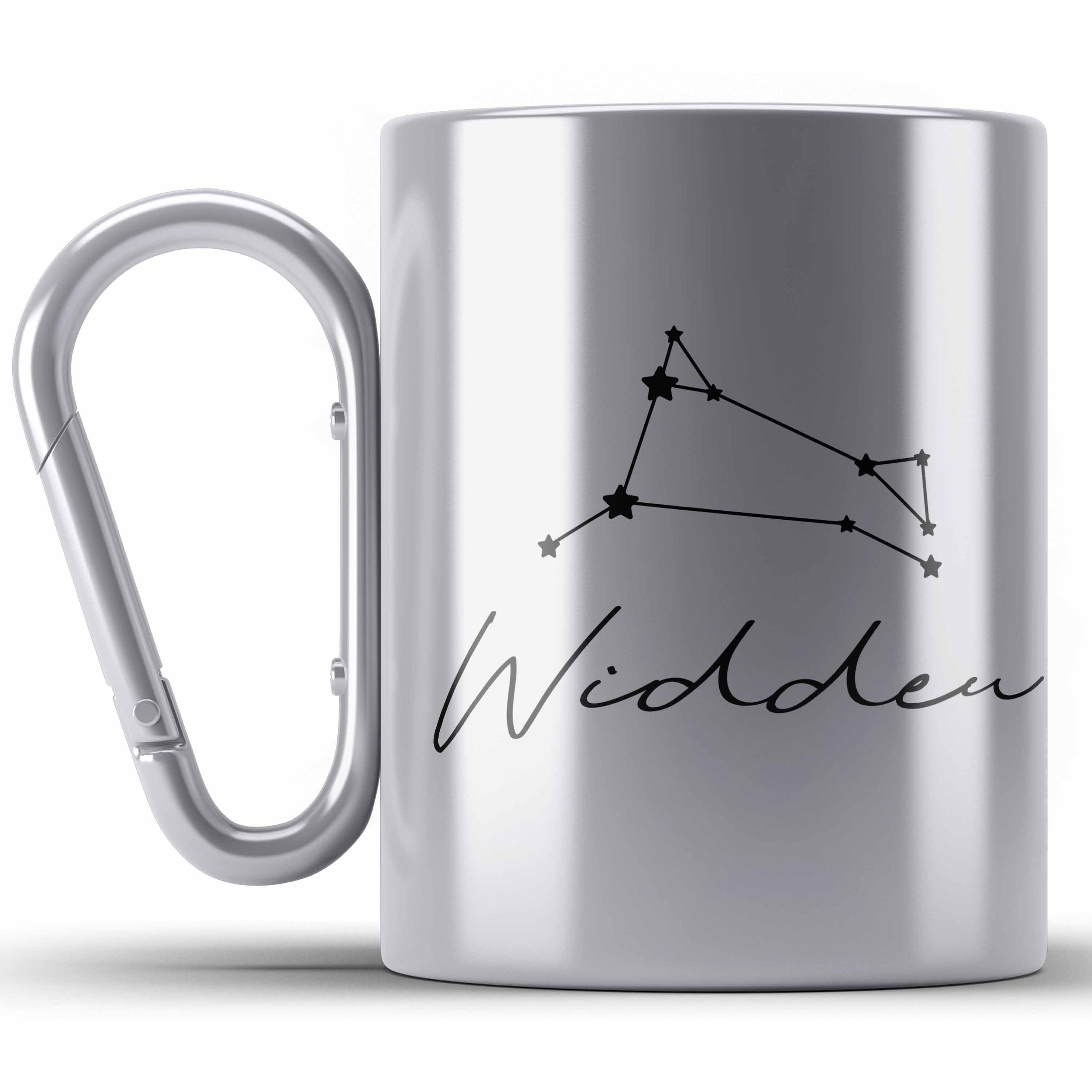 Trendation Thermotasse Widder Sternzeichen Edelstahl Tasse Geschenk Horoskop Tierkreiszeichen Silber