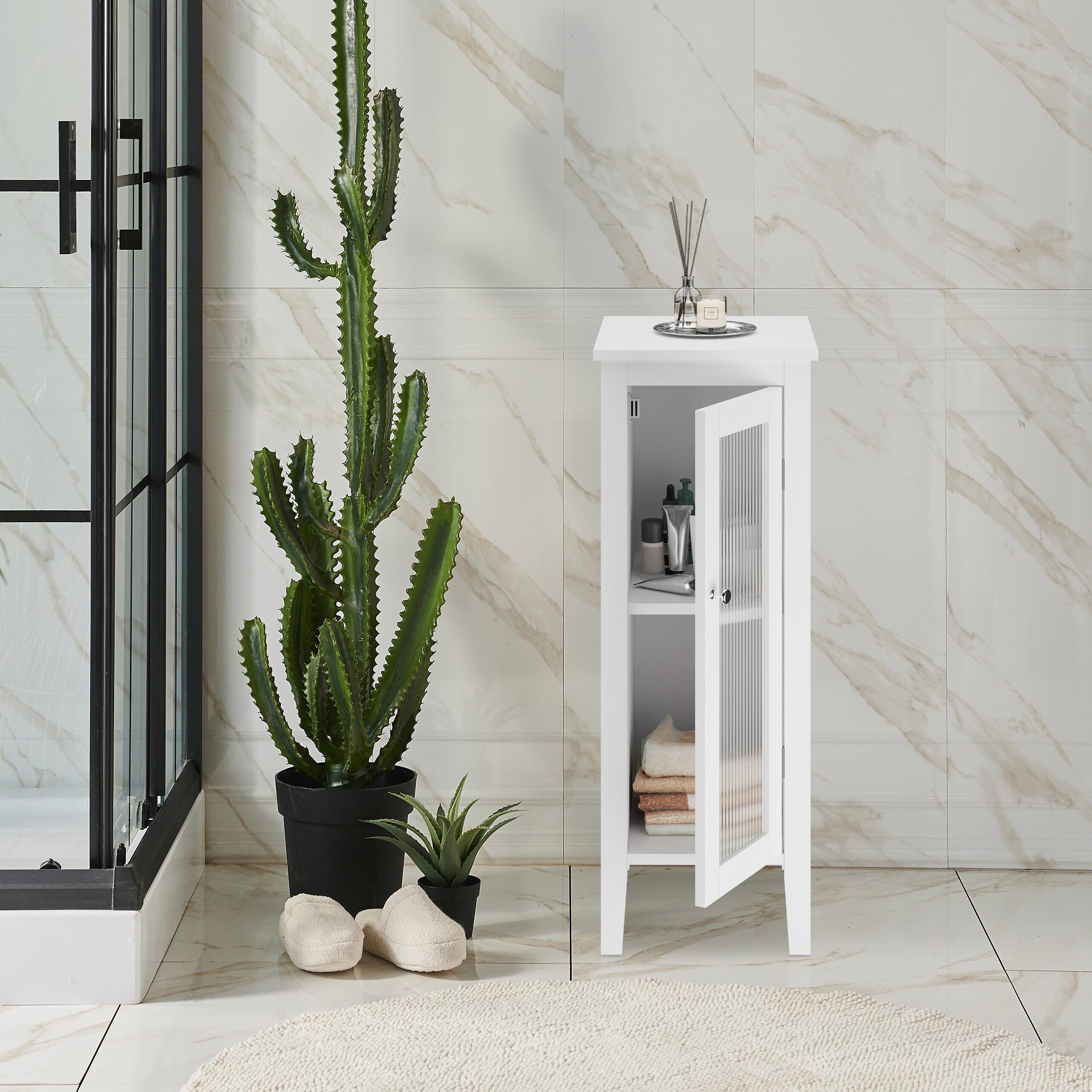 relaxdays Badregal Weißer Badezimmerschrank 2 Fächer günstig online kaufen