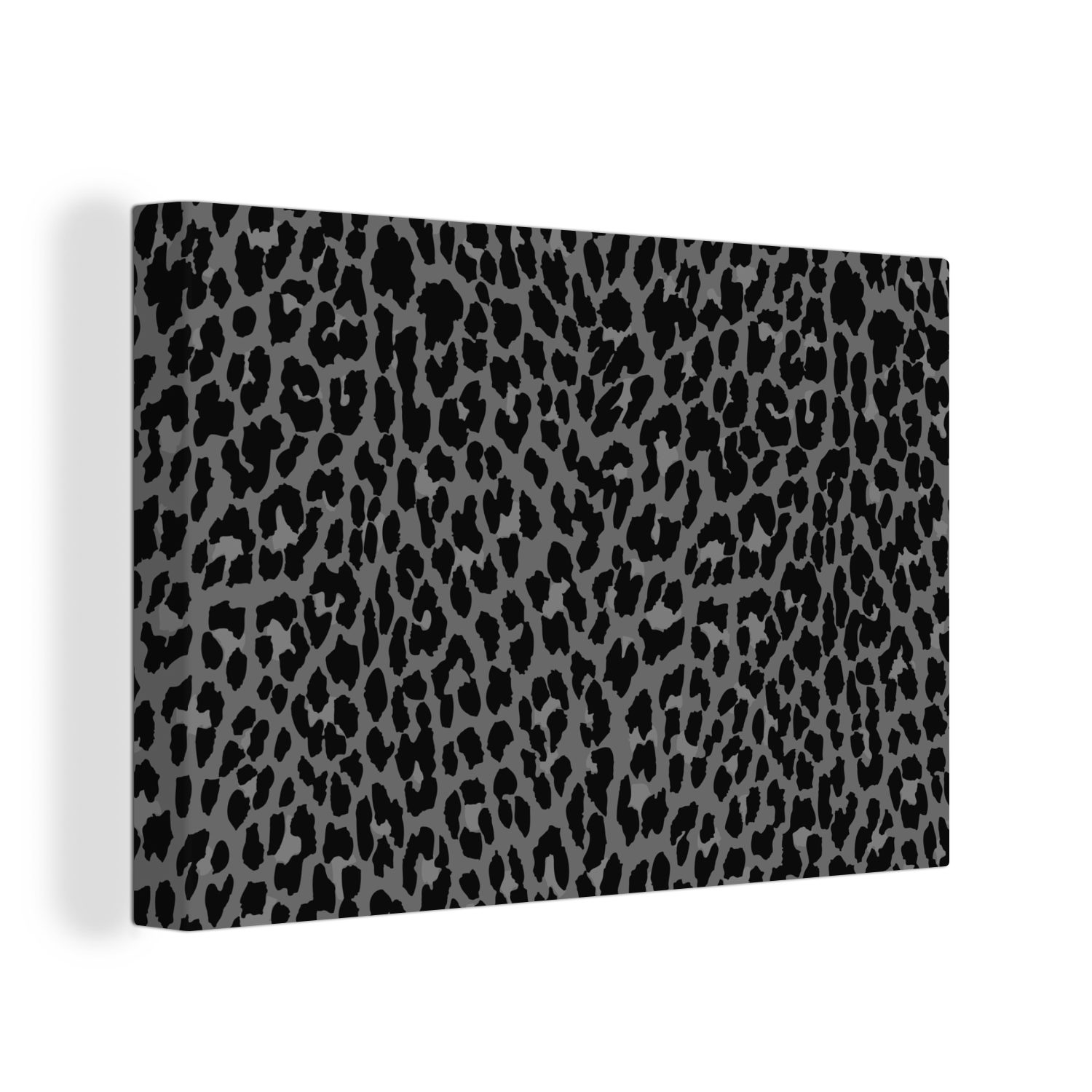 OneMillionCanvasses® Leinwandbild Pantherdruck - Muster - Grau, (1 St), Wandbild Leinwandbilder, Aufhängefertig, Wanddeko, 30x20 cm