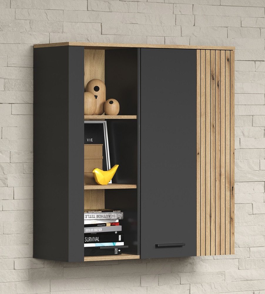 trendteam Vitrine Vitrine Esteban, Anthrazit / Coast Evoke Oak ohne Beleuchtung (no-Set)