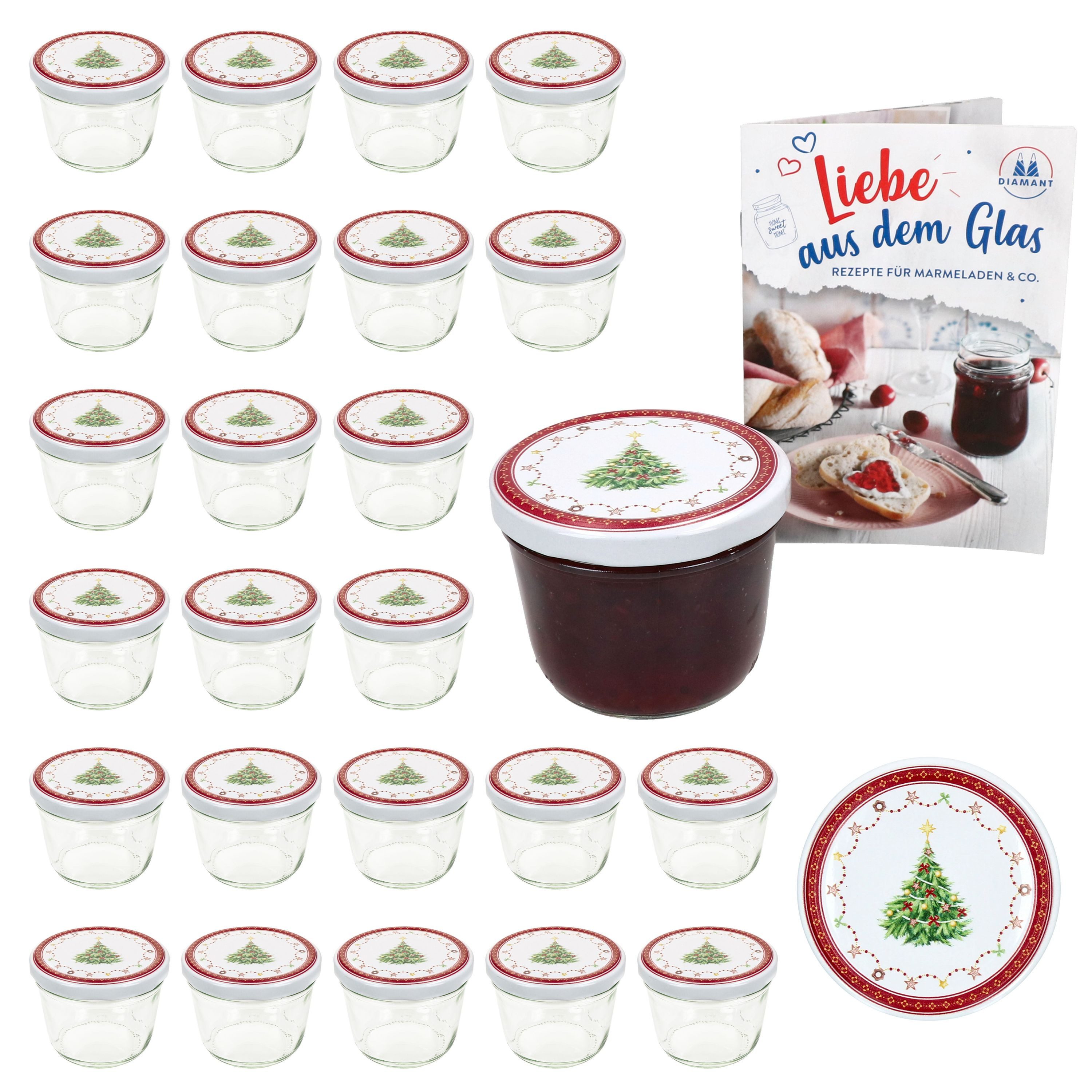 MamboCat Einmachglas 25er Set Sturzglas 230ml Einmachglas + TO-Deckel 82 Weihnachtstraum, Glas