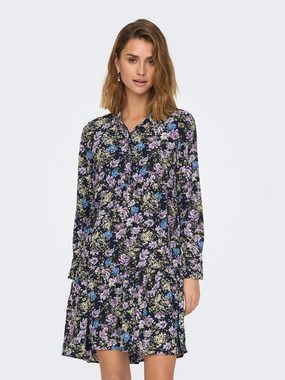 JACQUELINE de YONG Shirtkleid Kurzes Langarm Kleid Gemusterte Tunika Bluse JDYPIPER (lang) 4536 in Schwarz-2