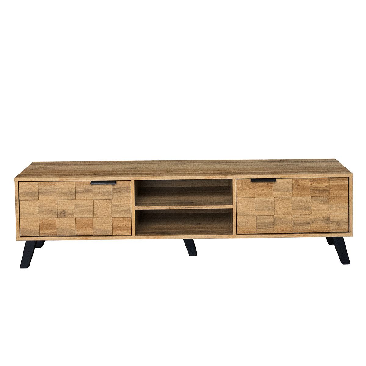XDeer TV-Schrank TV-Schrank mit 2 Türen und 2 offenen Fächern TV-Tisch TV-Ständer TV-Schranktisch 160,5 x 35,5 x 45 cm Holzfarbe