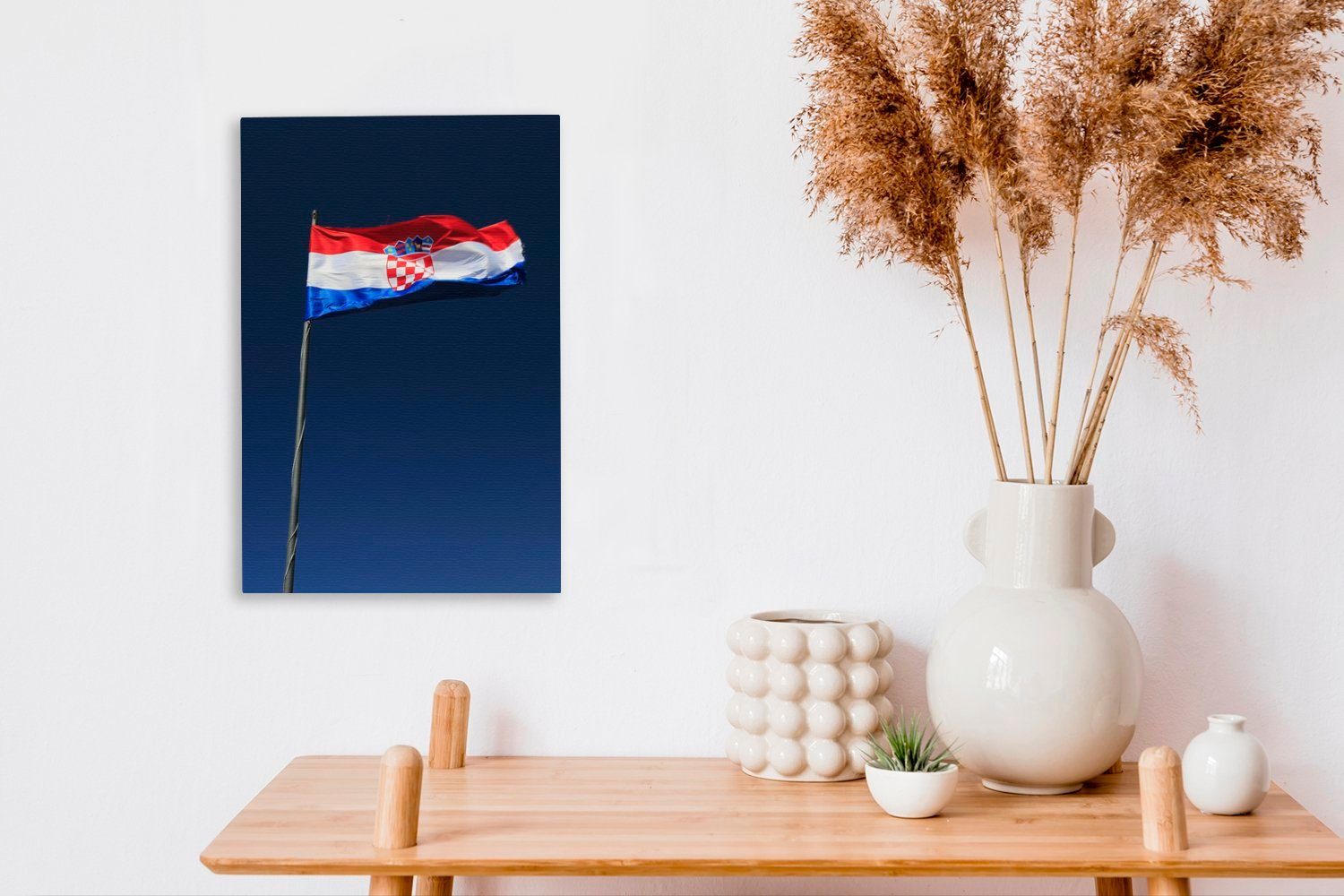 Leinwandbild Nationalflagge, Zackenaufhänger, Gemälde, 20x30 cm bespannt inkl. Leinwandbild Die OneMillionCanvasses® St), (1 kroatische fertig