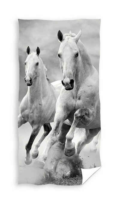TOP! Handtuch Pferde - Bade-handtuch mit Wildpferde-Motiv, 70x140, Baumwolle (1-St), 100% Baumwolle