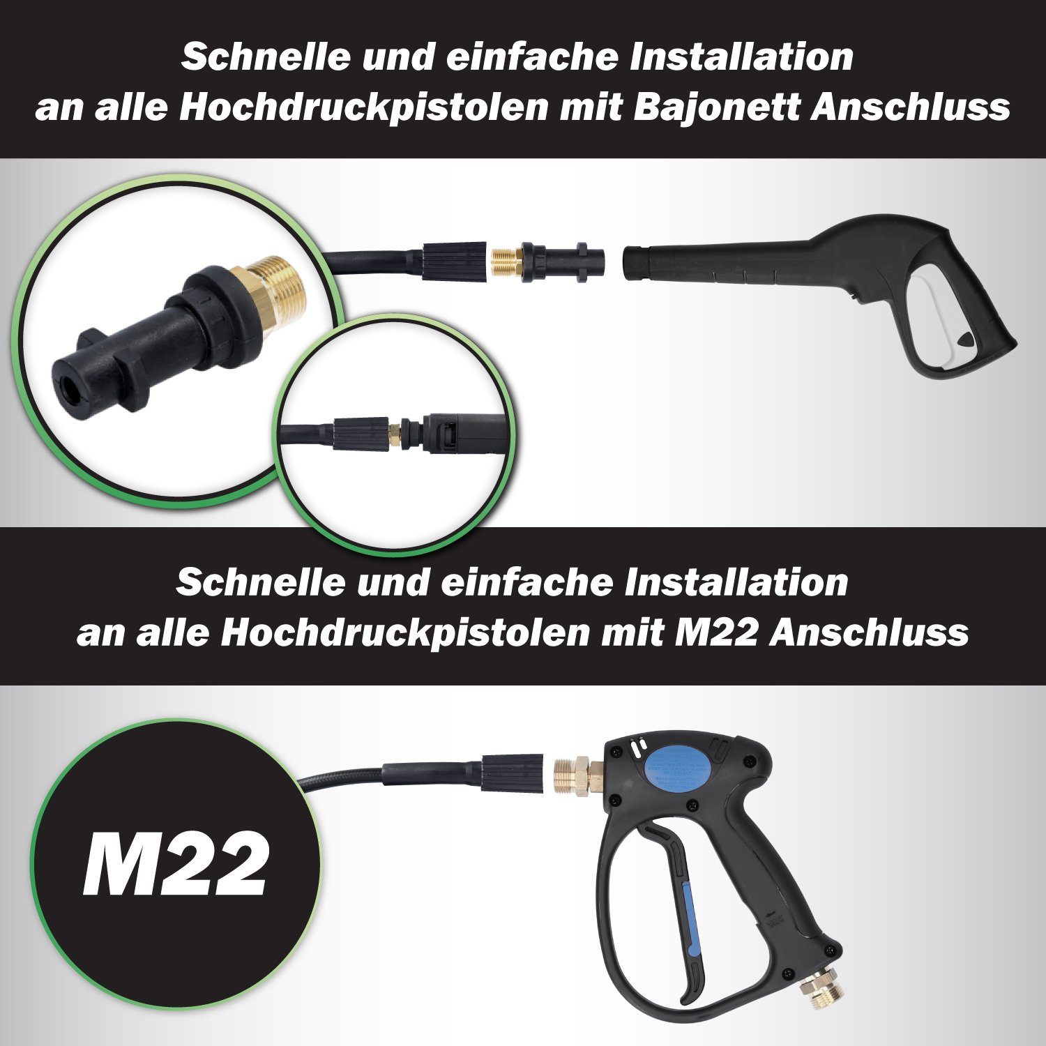 McFilter Hochdruckschlauch Rohrreinigungsschlauch, 30m, 200 bar, kompatibel mit Kärcher, (30 St), K2 K3 K4 K5 K6 K7, inkl. Tasche mit Adapter, Düsen starr + rot – Bild 5 von 5