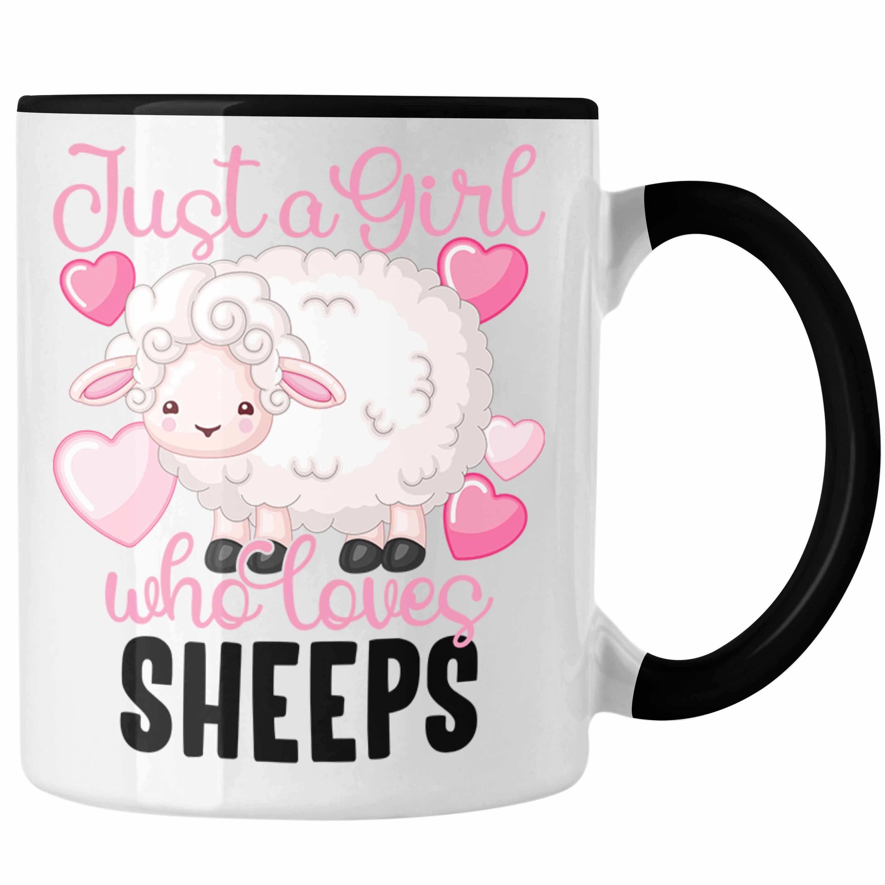 Trendation Tasse Lustige Schaf-Tasse Geschenk für Frauen Mädchen Schafhirtin Schwarz
