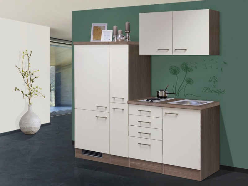 Flex-Well Küchenzeile »Eico«, Gesamtbreite 190 cm, mit Apothekerschrank, mit Einbau-Kühlschrank etc.