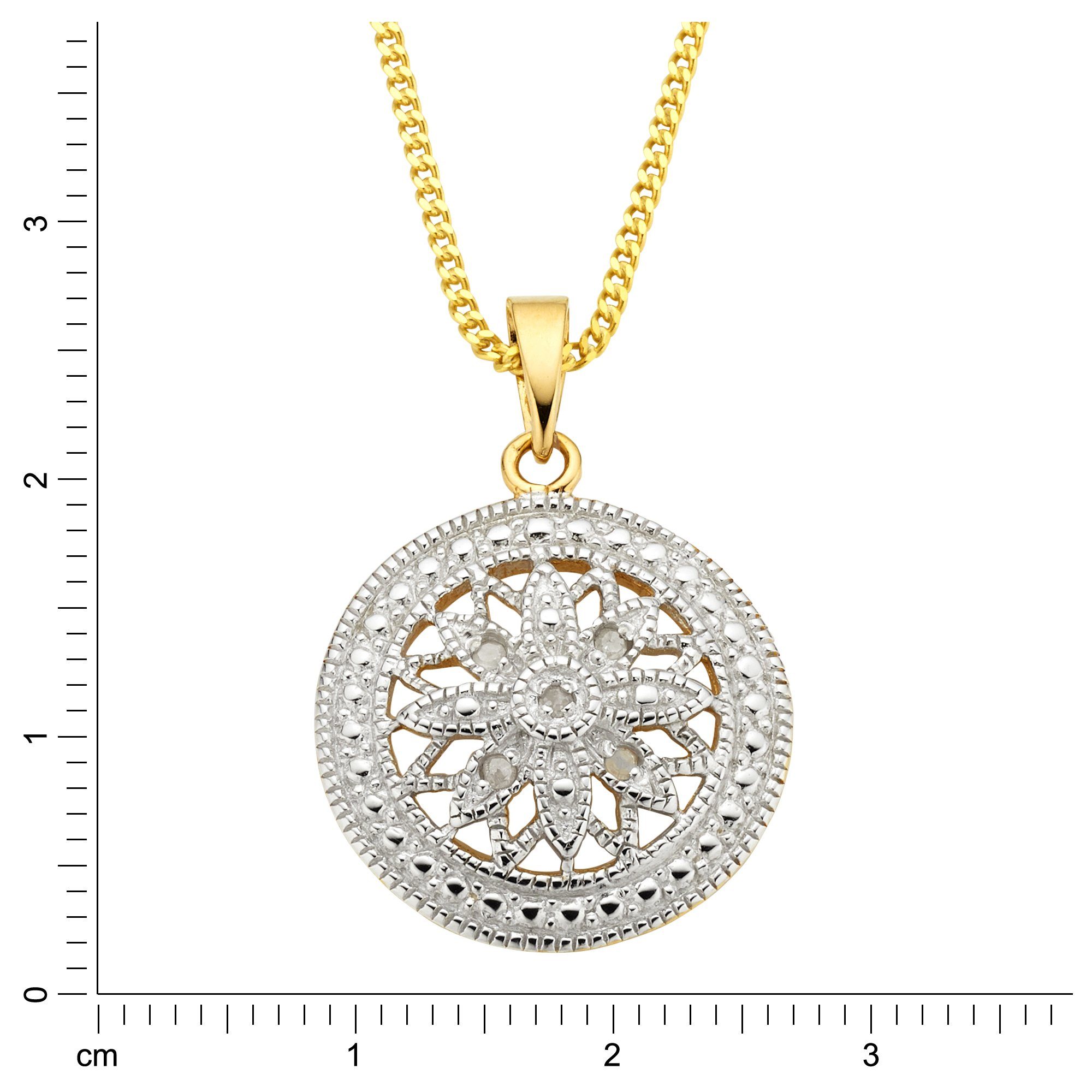 Diamonds by Ellen K. Kette mit Anhänger Silber 925 vergoldet mit 5x Diamant zus. 0,05ct.