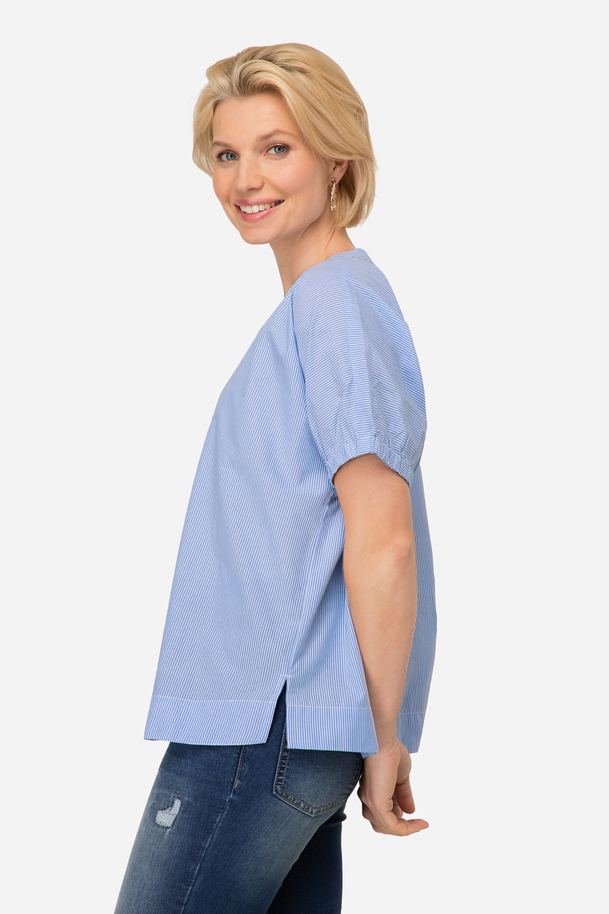 Laurasøn Druckbluse Streifenbluse oversized Robben Print Halbarm