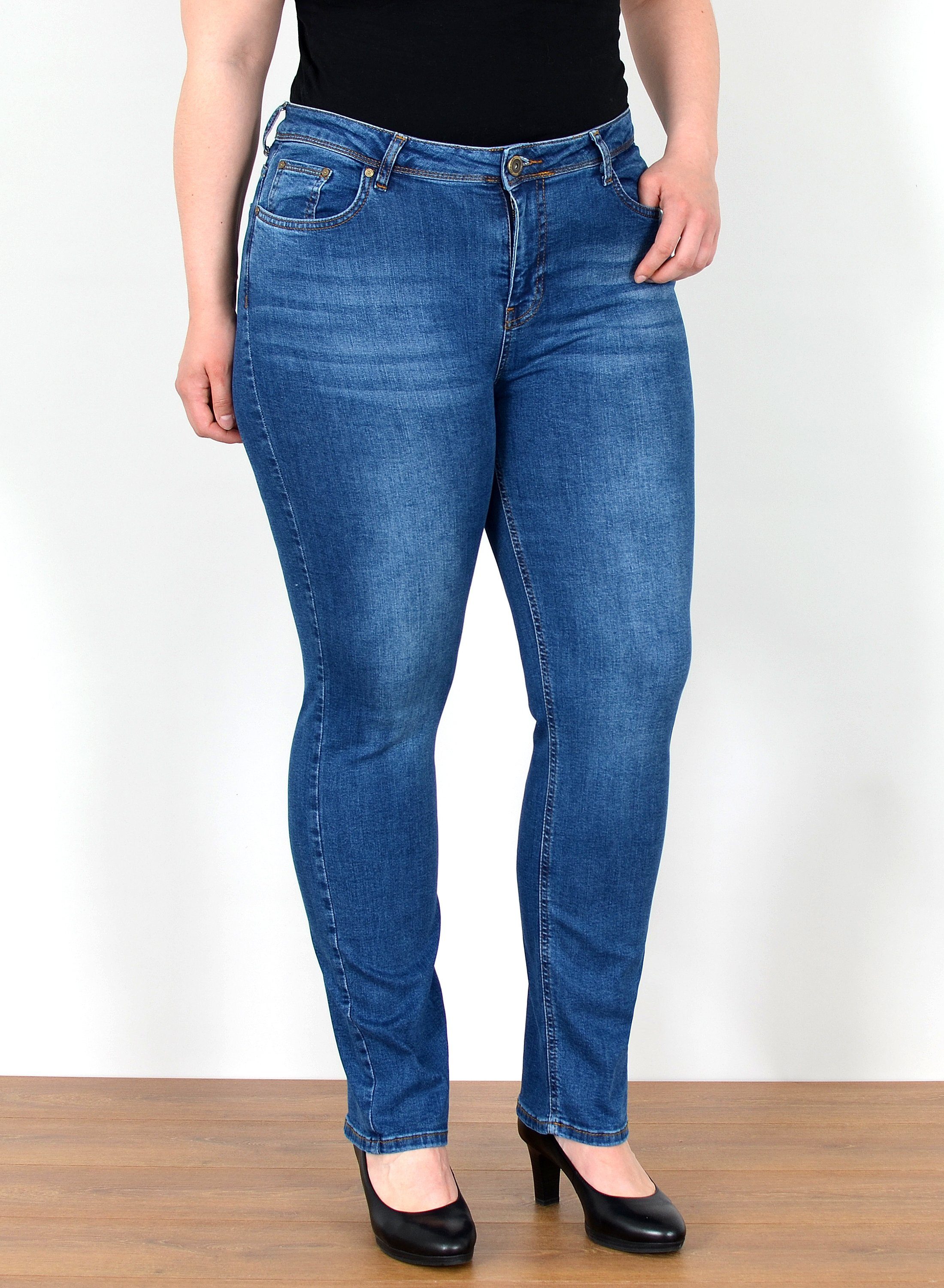 ESRA Straight-Jeans Straight Fit Jeans Damen High Waist Jeans-Hose Regular günstig online kaufen