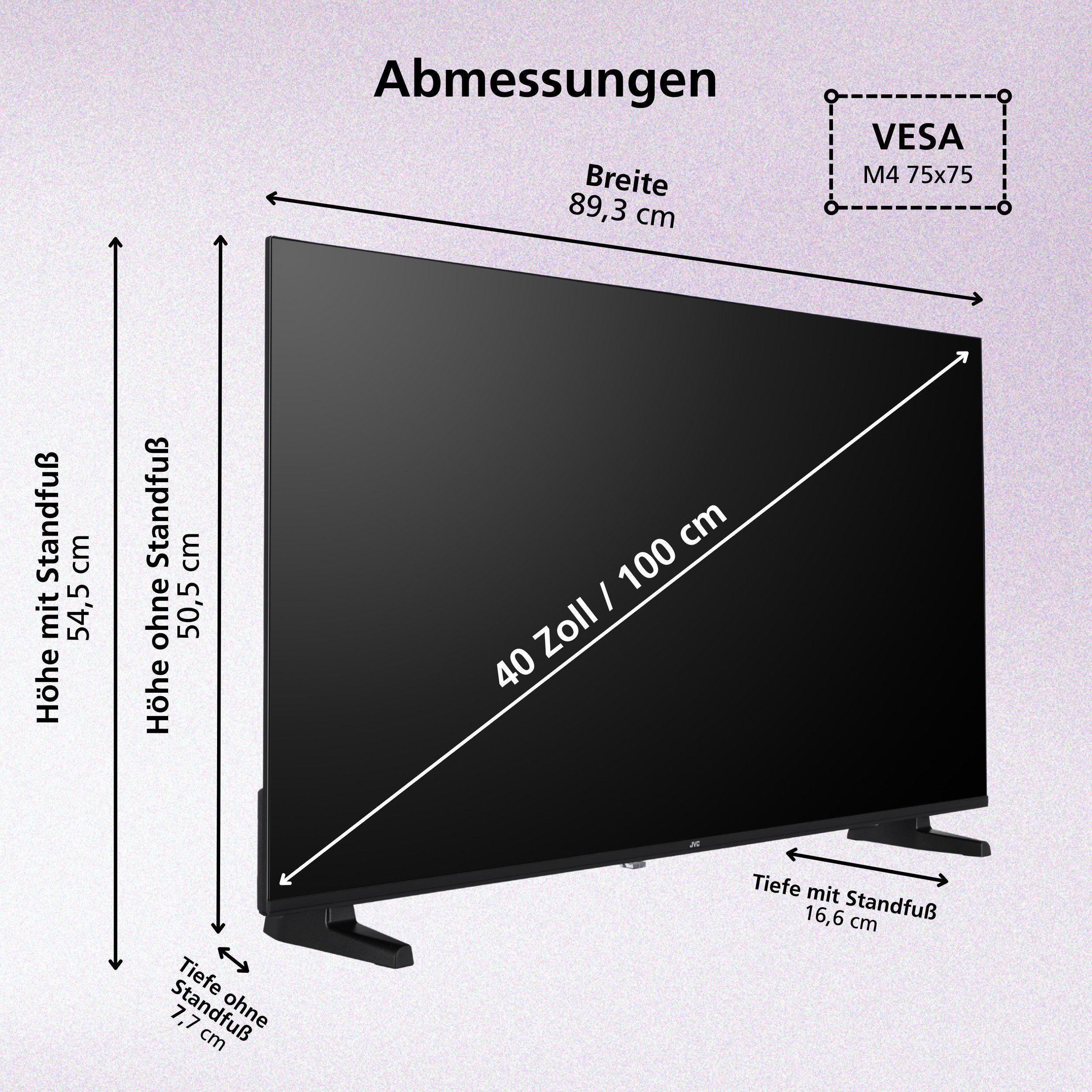 JVC LT-40VF3655 LCD-LED Fernseher (100 cm/40 Zoll, Full HD, Smart TV powered by TiVo, Smart TV powered by TiVo, HDR, Triple-Tuner)