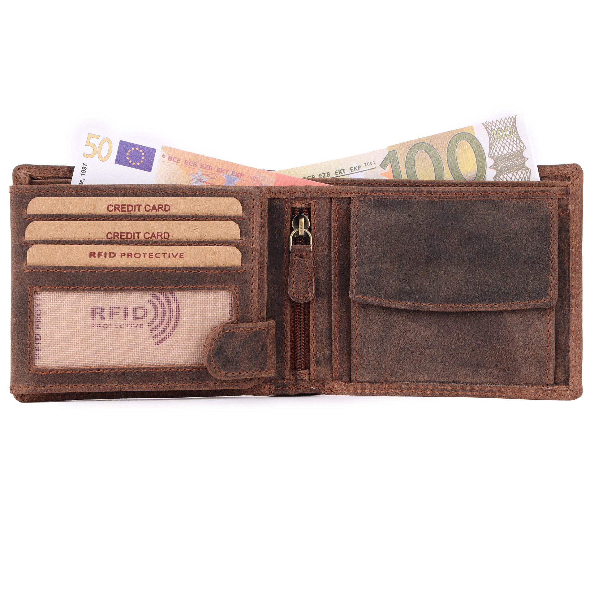Benthill Geldbörse Herren Echt Leder RFID Portmonee Geldbeutel Portemonnaie Männer, RFID-Schutz Kartenfächer Münzfach
