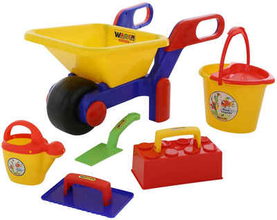 WADER QUALITY TOYS Schubkarre Schubkarre Bauschubkarre 7 tlg mit Maurerwerkzeug