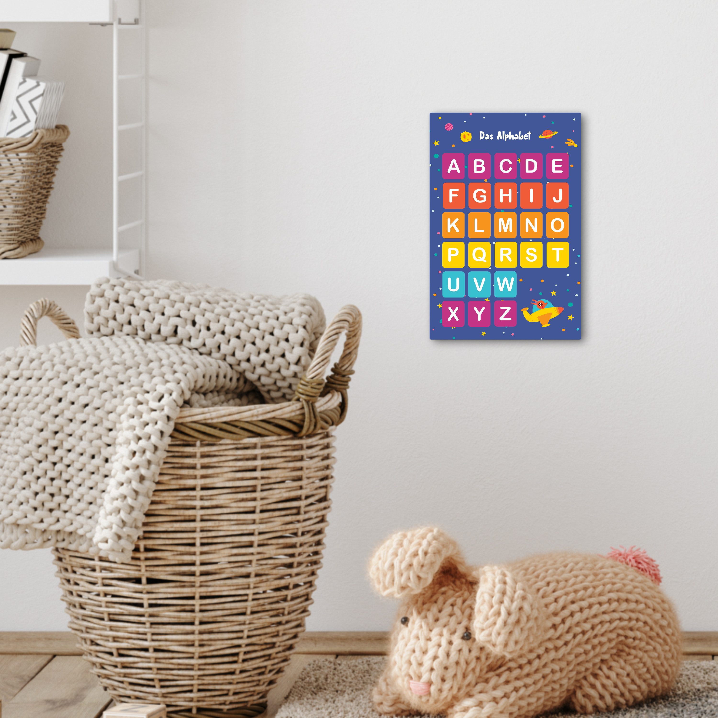 OneMillionCanvasses® Leinwandbild Pädagogisch - Alphabet lernen - Raum - Buchstaben, Fotodruck (1 St), Kinderzimmer Deko, Mädchen und Jungen Bilder 20x30 cm – Bild 5 von 5
