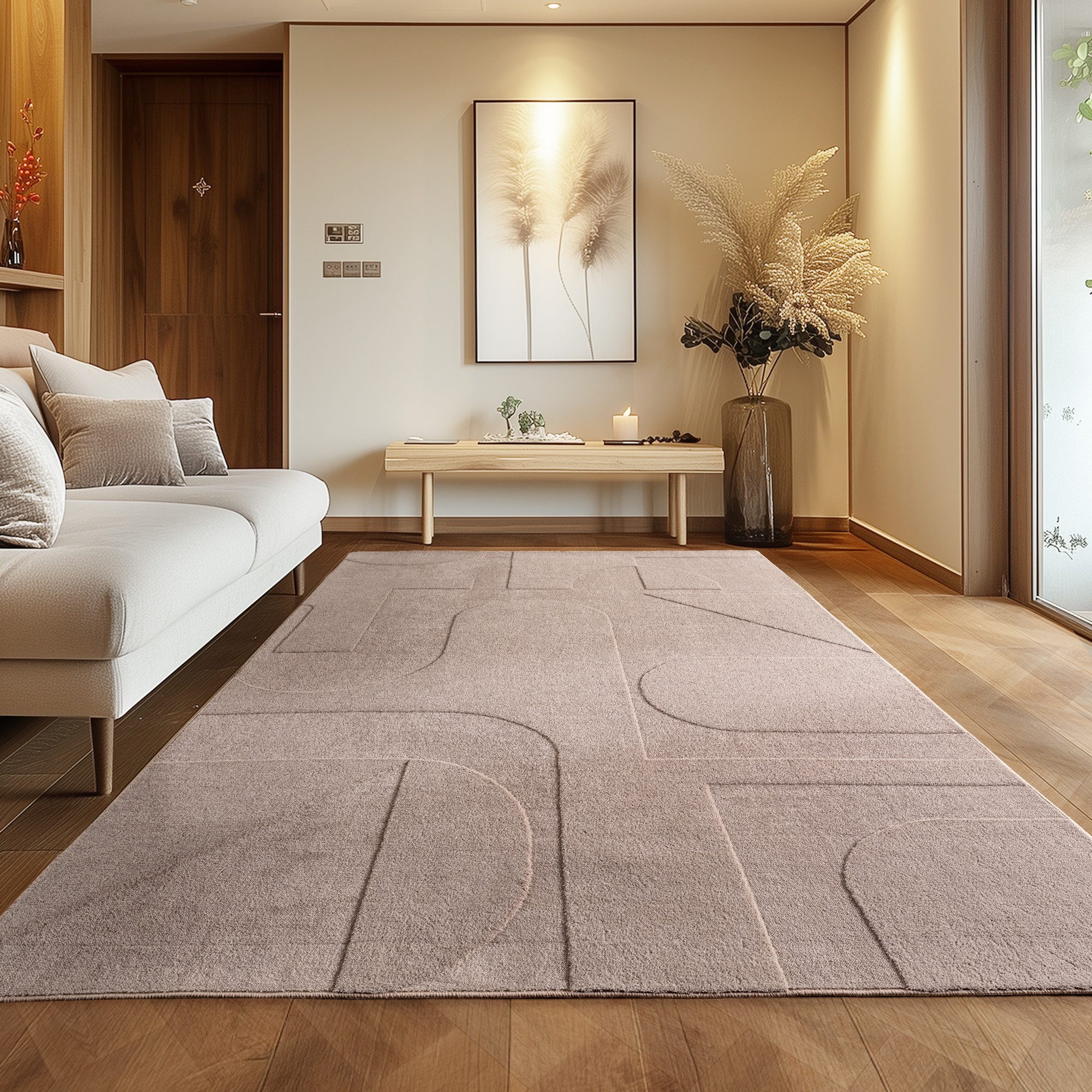 Carpettex Designteppich Unicolor - Einfarbig, Rechteckig, Höhe: 12 mm, Kurzflorteppich Skandinavische Design Anti-Rutsch Rückseite Waschbar
