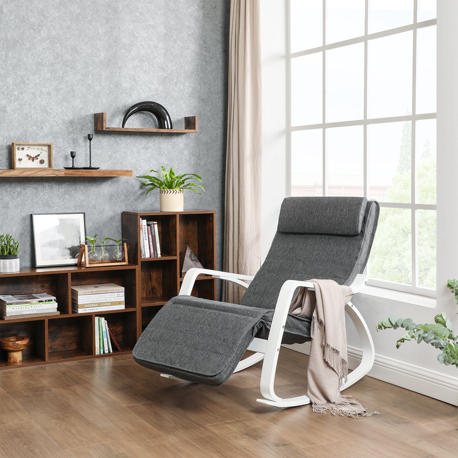 SONGMICS Schaukelsessel, Schaukelstuhl, Relaxsessel, Verstellbarer Fußstütz günstig online kaufen