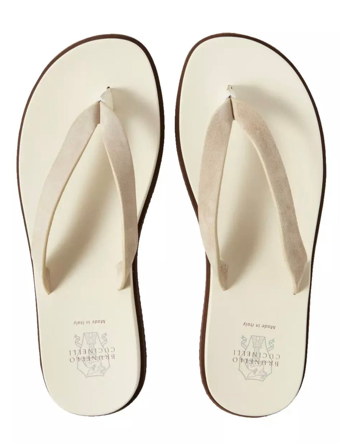 BRUNELLO CUCINELLI Sandalen Flip-Flops aus Veloursleder und Leder Sandale Weiche Veloursleder-Riemen und gepolstertes Lederfußbett