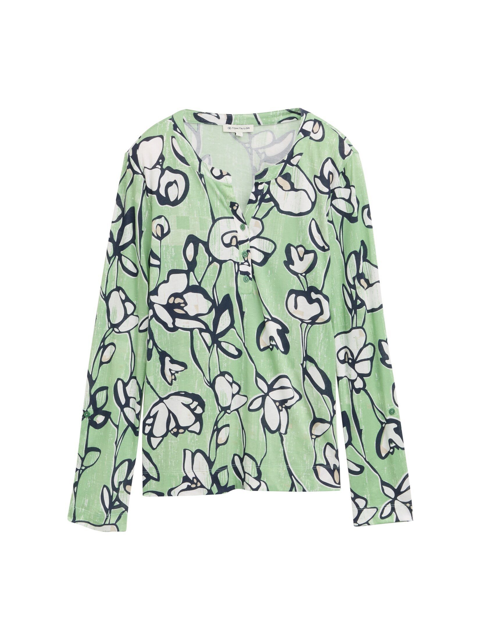 TOM TAILOR T-Shirt T-Shirt Henley Langarmshirt mit Muster günstig online kaufen