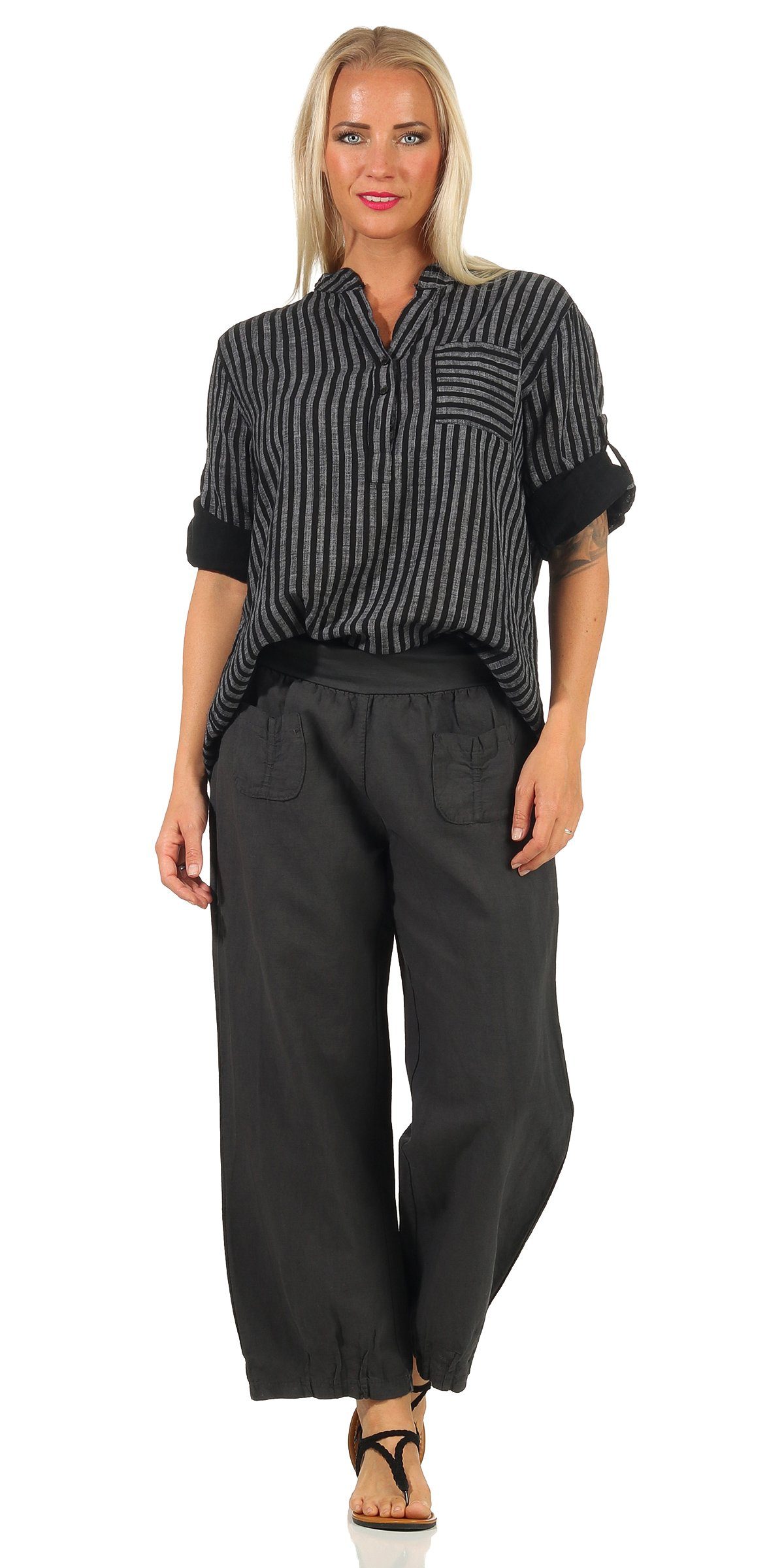 Aurela Damenmode Leinenhose Sommerliche Leinen Pumphose günstig online kaufen