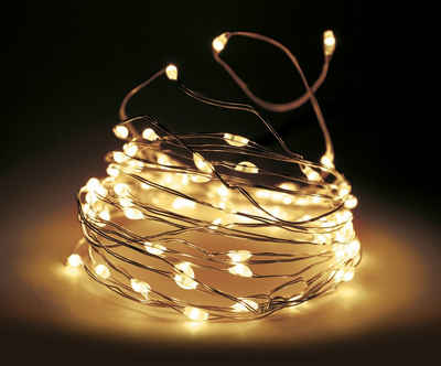 Spetebo LED-Lichterkette Draht Lichterkette 80 LED / 395 cm - warm weiß, Deko Beleuchtung Indoor / Outdoor - Weihnachten Advent Winter