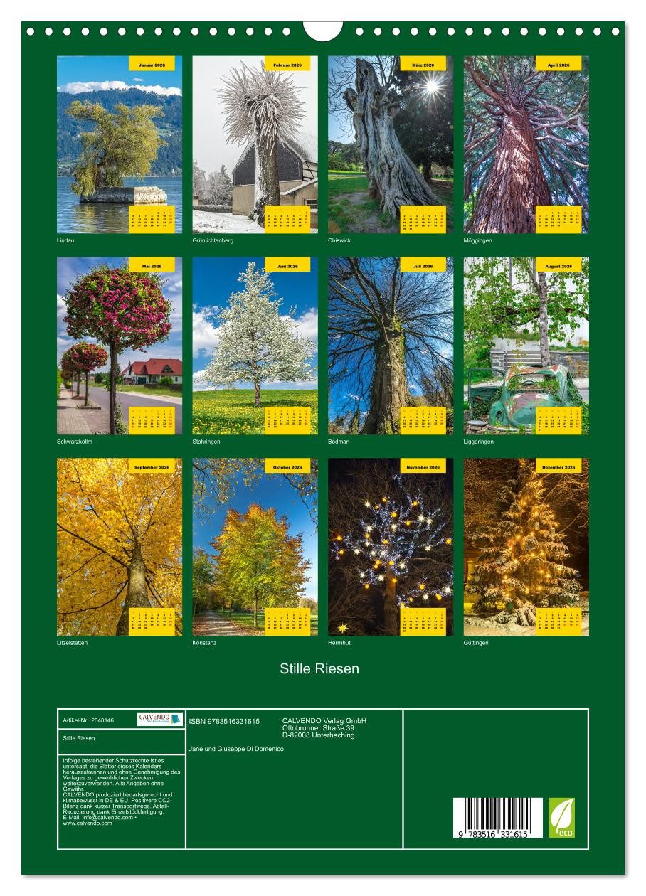 Thumbnail - CALVENDO Wandkalender Stille Riesen (Wandkalender 2026 DIN A3 hoch), CALVENDO Monatskalender
