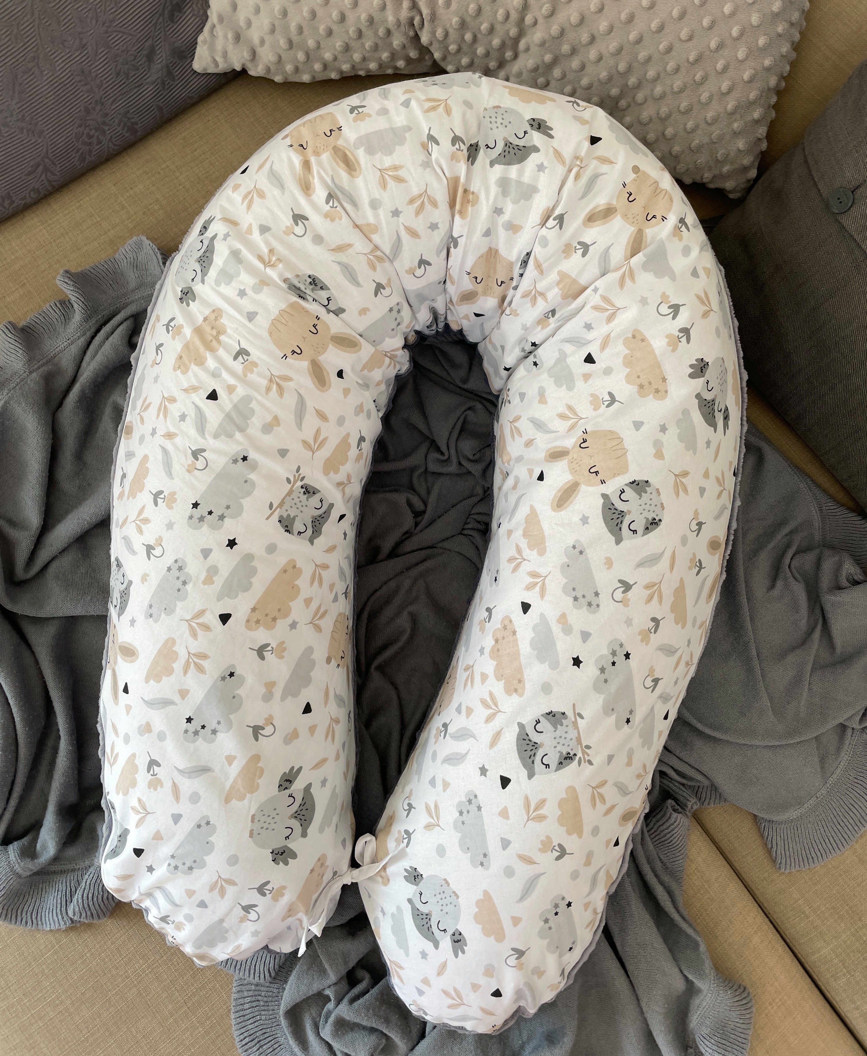 Loolay Stillkissen MINKY Graphit/ HASE Beige Stillkissen Schwangerschaftski günstig online kaufen