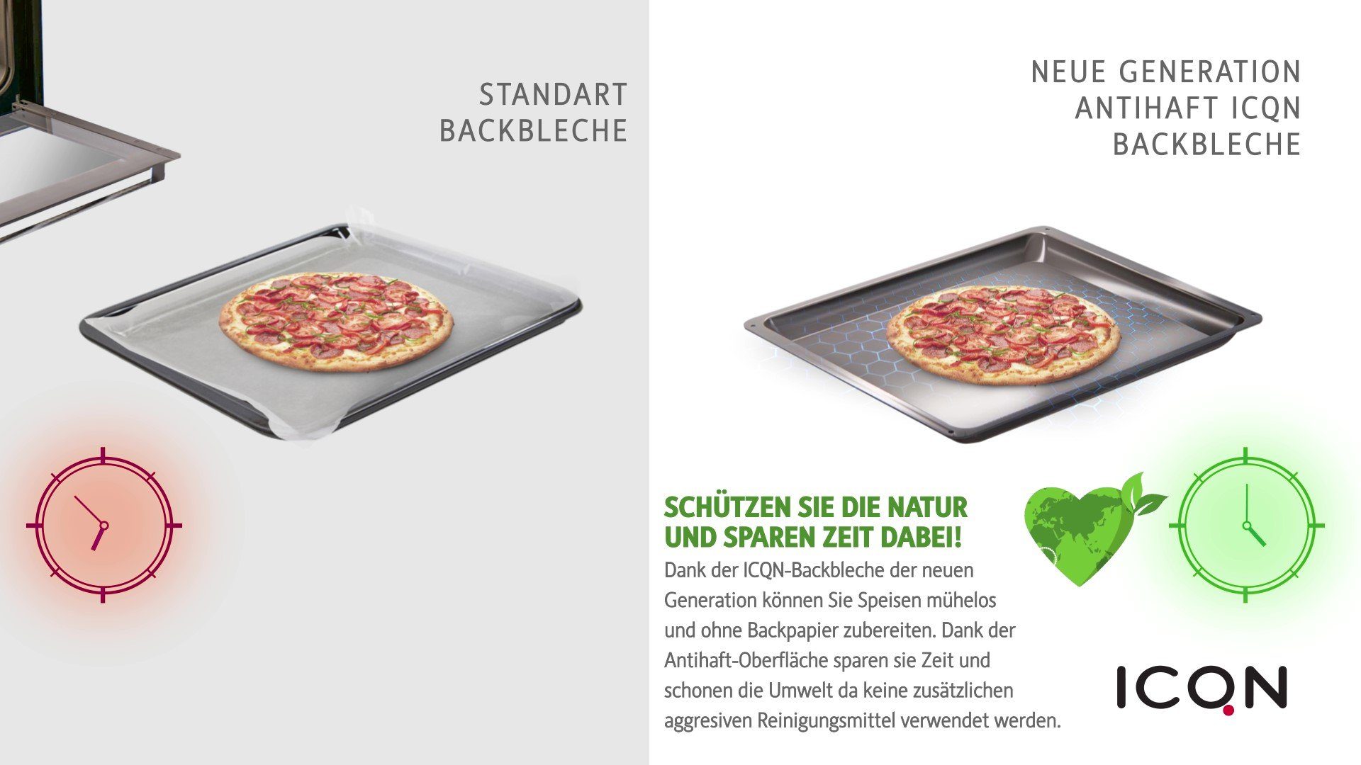 ICQN Backblech 445 x 375 x 50 mm, Extra Tiefe, Non-Stick, Antihaft-Beschichtung, (1-St), Passend für Whirlpool, Ignis, Bauknecht, Indesit, Algor, Neckermann