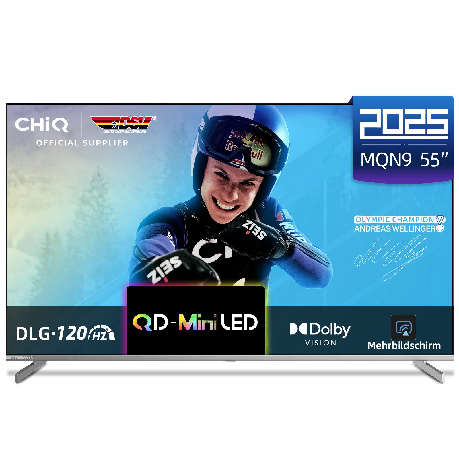 CHiQ M55QN9G Mini-LED-Fernseher (139 cm/55 Zoll, 4K Ultra HD, Smart-TV, Google TV, Mini LED TV, 4K UHD TV, DLG 120Hz, 95% DCI-P3-Farbgenauigkeit, Dolby Vision, Google Assistant)