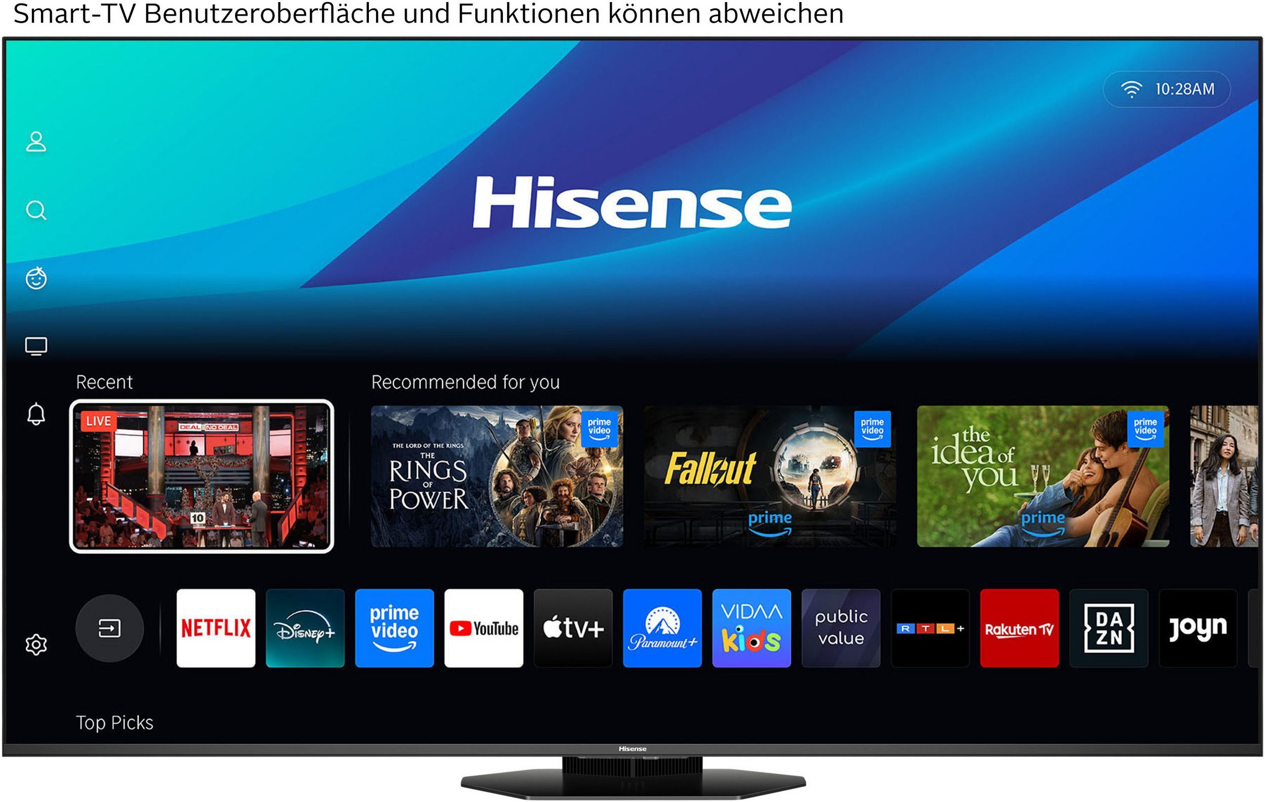 Hisense 65U8Q QLED-Fernseher (164 cm/65 Zoll, 4K Ultra HD, Smart TV)