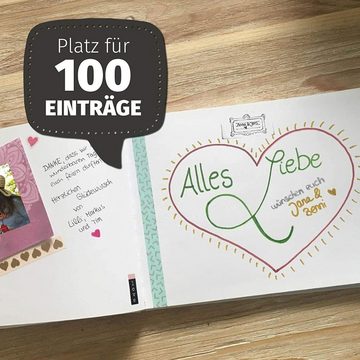 bigdaygraphix Notizbuch Gästebuch Hochzeit A4 quer Schmetterling Mint, Kreative Gestaltungsmöglichkeiten für unvergessliche Erinnerungen.