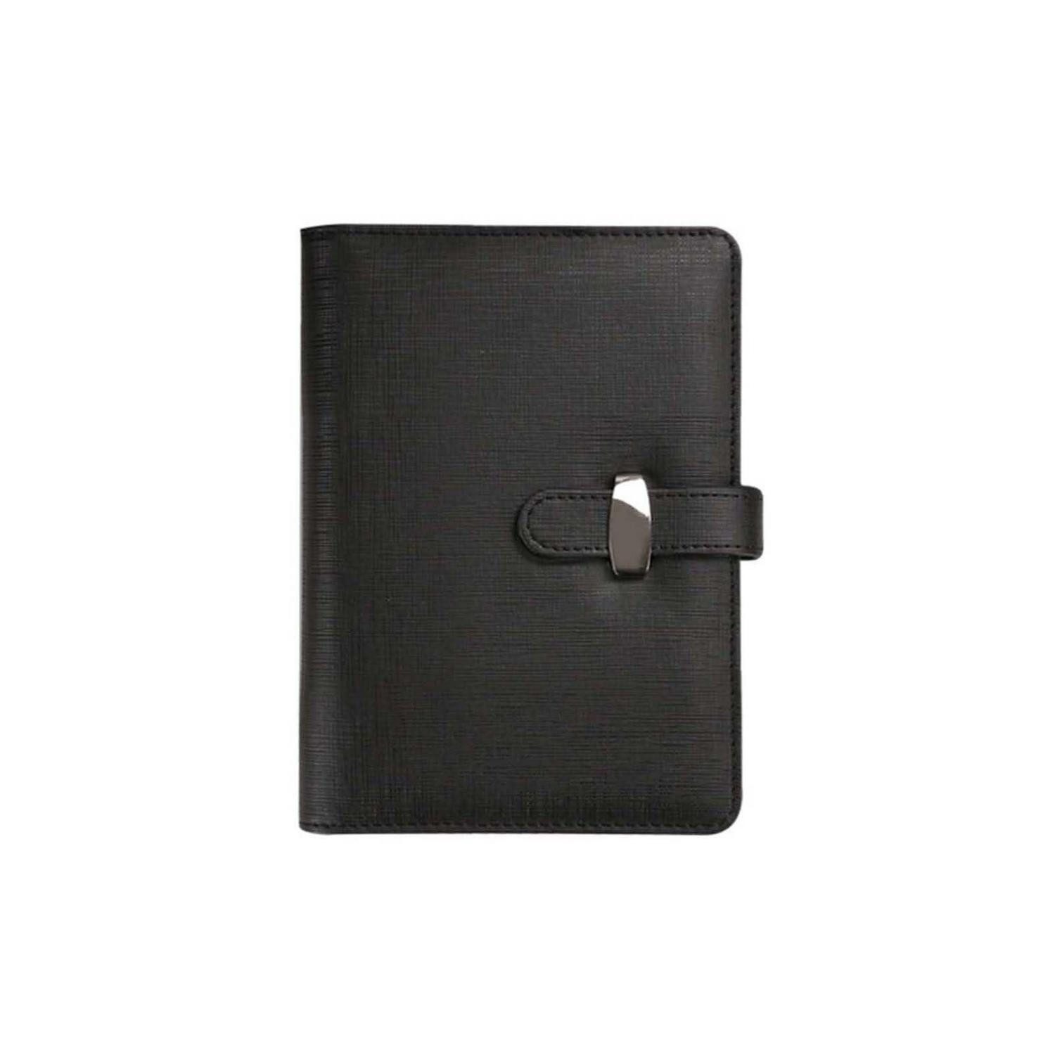 LuxusKollektion Notizbuch Notizbuch A6 Business Schwarz mit Stiftfach in Lederoptik