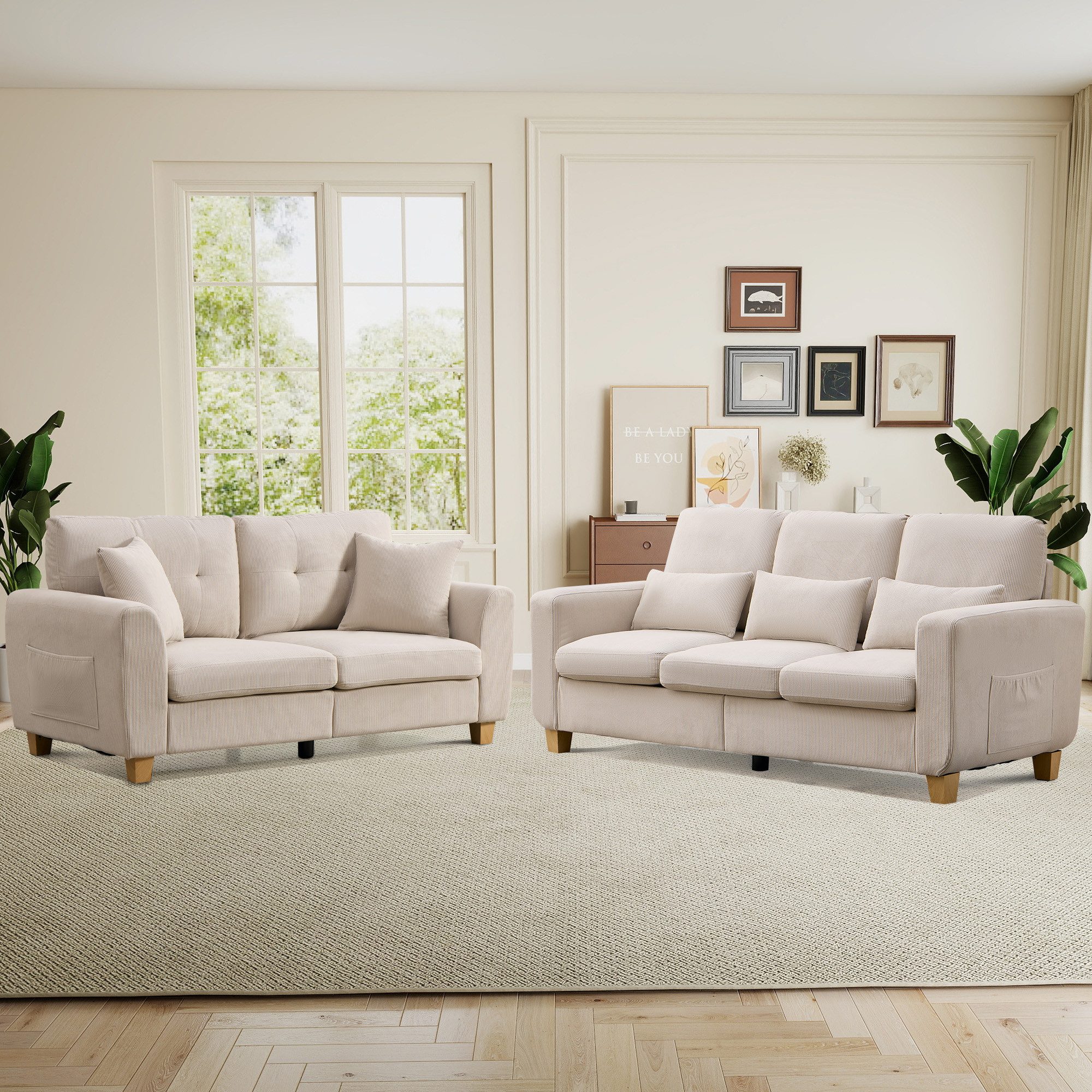 CANMOV Schlafsofa Canmov 2&3 Sitzer Sofa, Sofas Wohnzimmer mit Seitentasche & Kissen, kleines sofa, schlafsofa dauerschläfer, 176cm Breite, couch