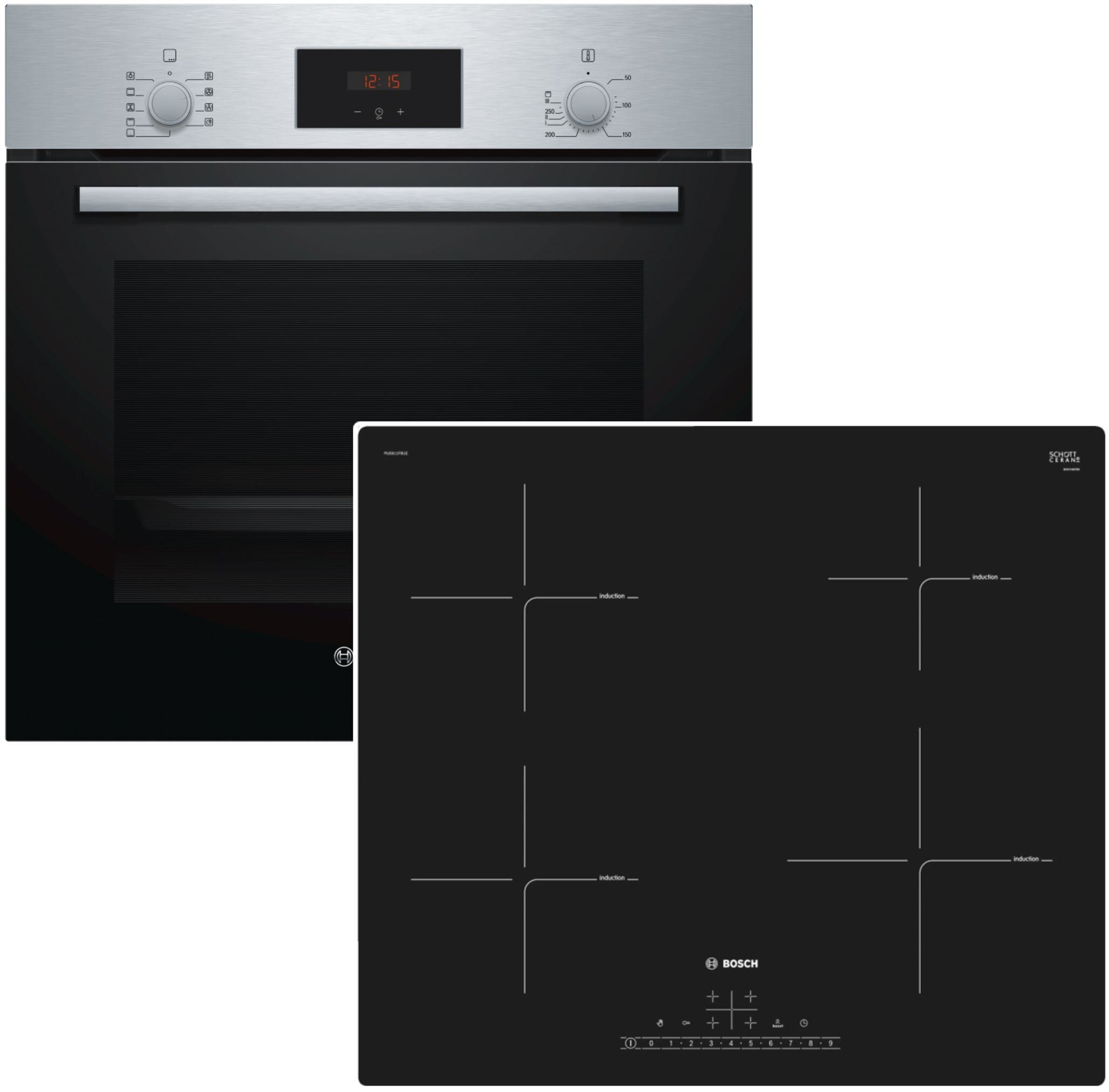 BOSCH Induktions Herd-Set HERDSET Backofen mit Induktionskochfeld - autark 60 cm Touch Control | Herde