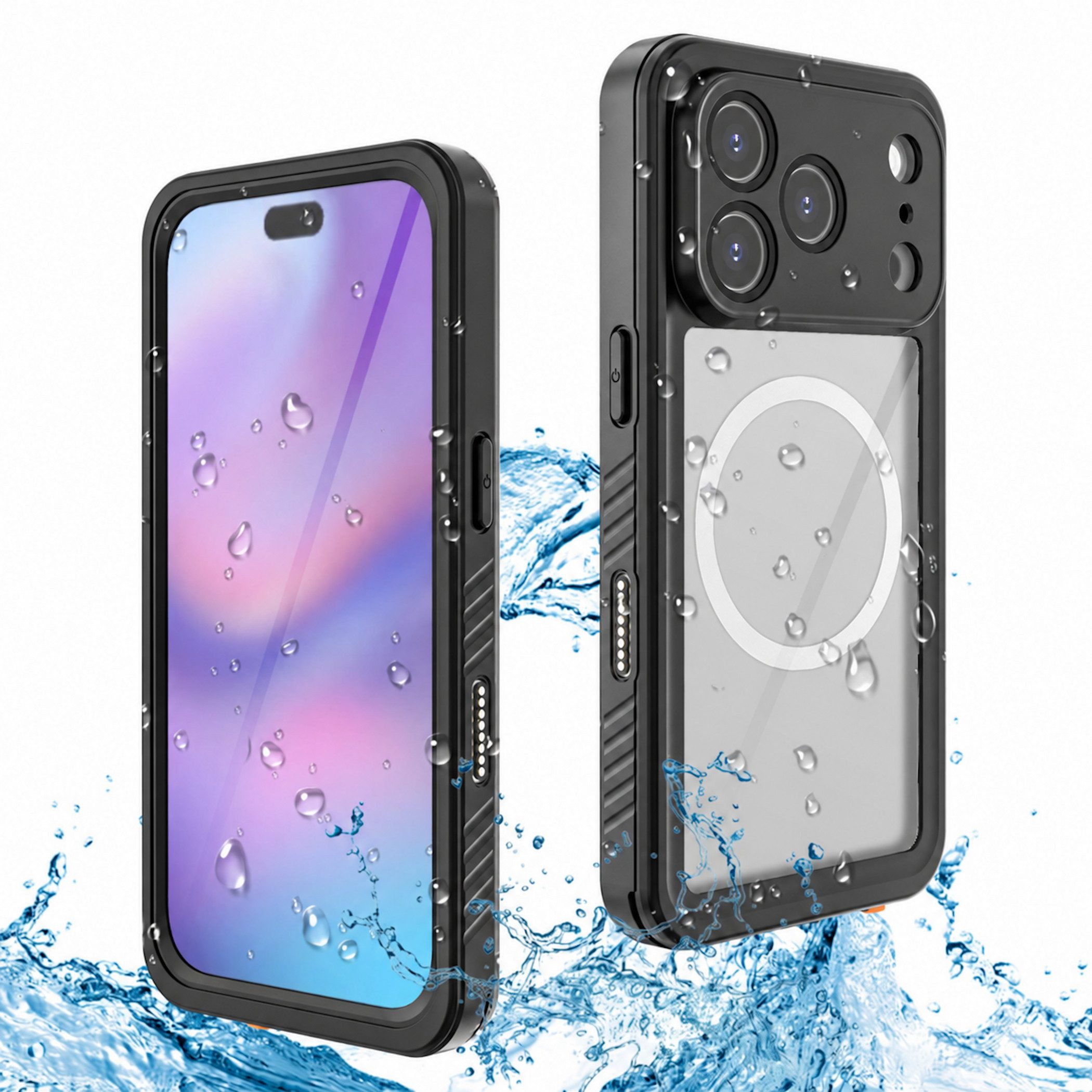 Wigento Handyhülle Wasserdicht MagSafe für Apple iPhone 17 Pro Max 360 Grad Full Cover, IP68 Wasserdichte und stoßfeste Schutzhülle, MagSafe-kompatibel