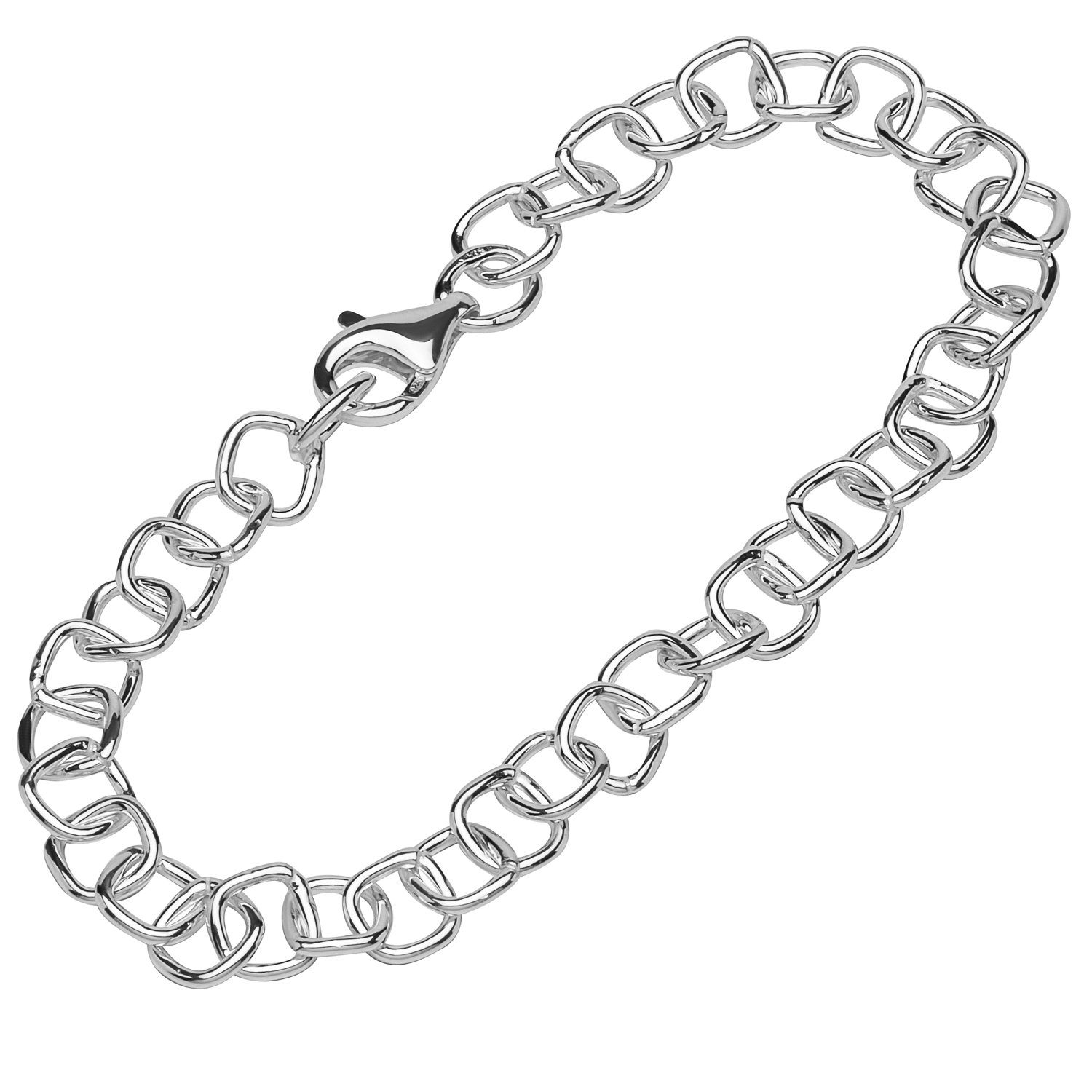 NKlaus Silberarmband Armband 925 Sterling Silber 22cm Ankerkette vierec (1 Stück), Made in Germany