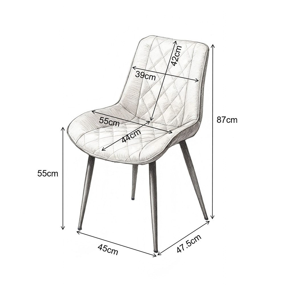 PPkrimnel Polsterstuhl bequemer Chenille-Esszimmerstuhl, Wohnzimmerstuhl mit Metallrahmen (4 St), ergonomischer Stuhl mit weicher Polsterung, 4er-Set