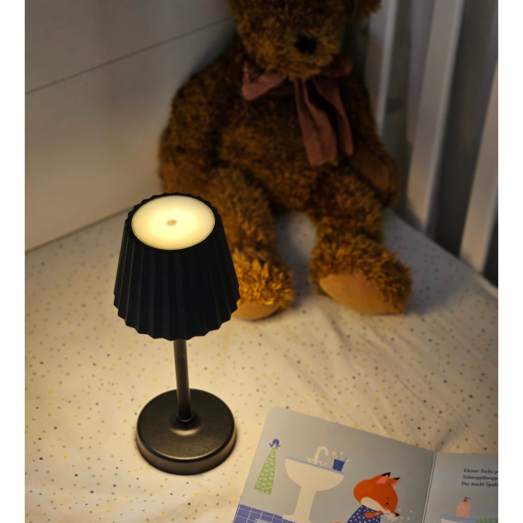 Meinposten LED Tischleuchte Lampe Leuchte LED weiß schwarz Batterie Leselampe Nachttischlampe, LED fest integriert, Tageslichtweiß