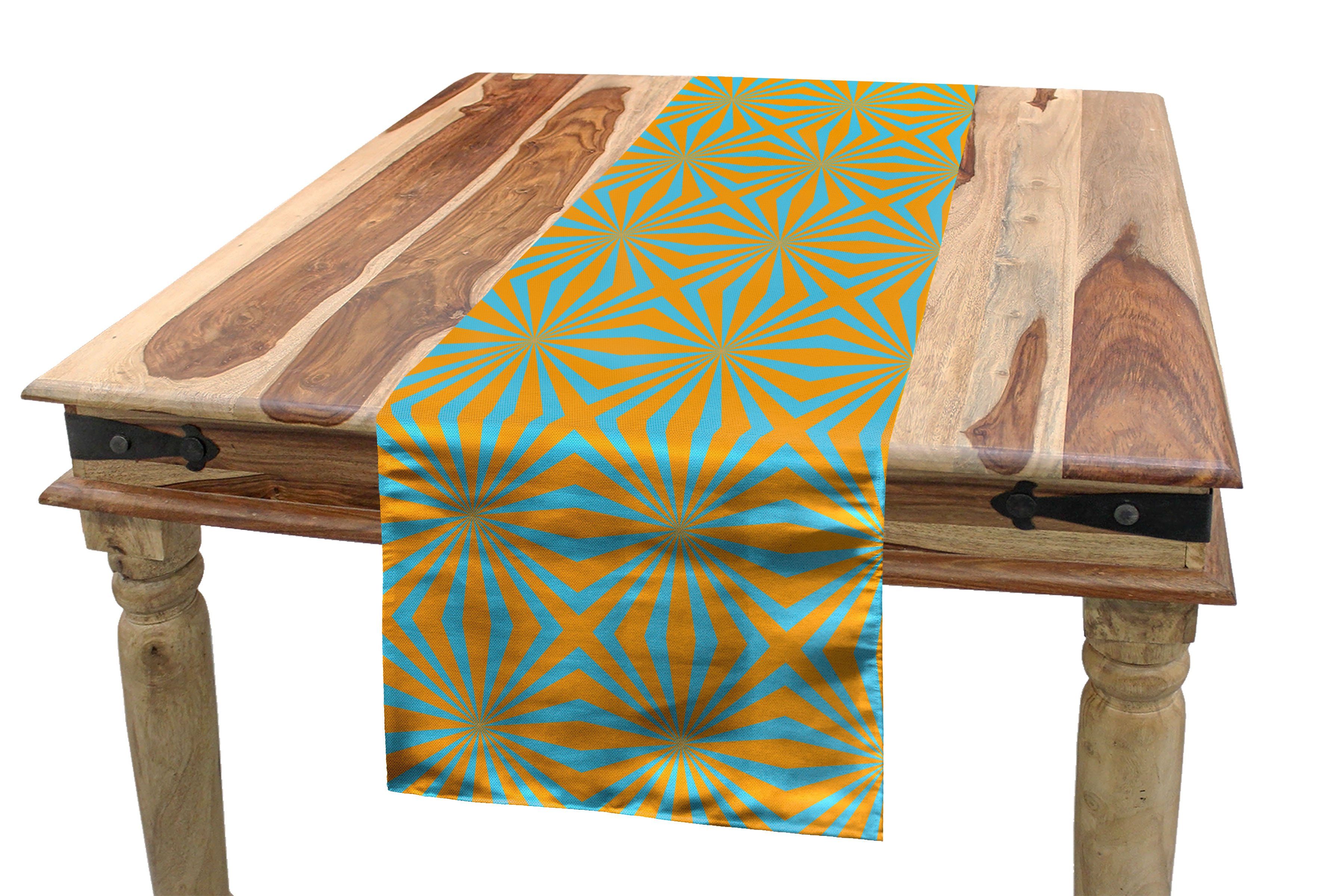 Abakuhaus Orange Kunst Illusion Rechteckiger Tischläufer, Tischläufer Küche Blau Esszimmer Abstrakt Dekorativer