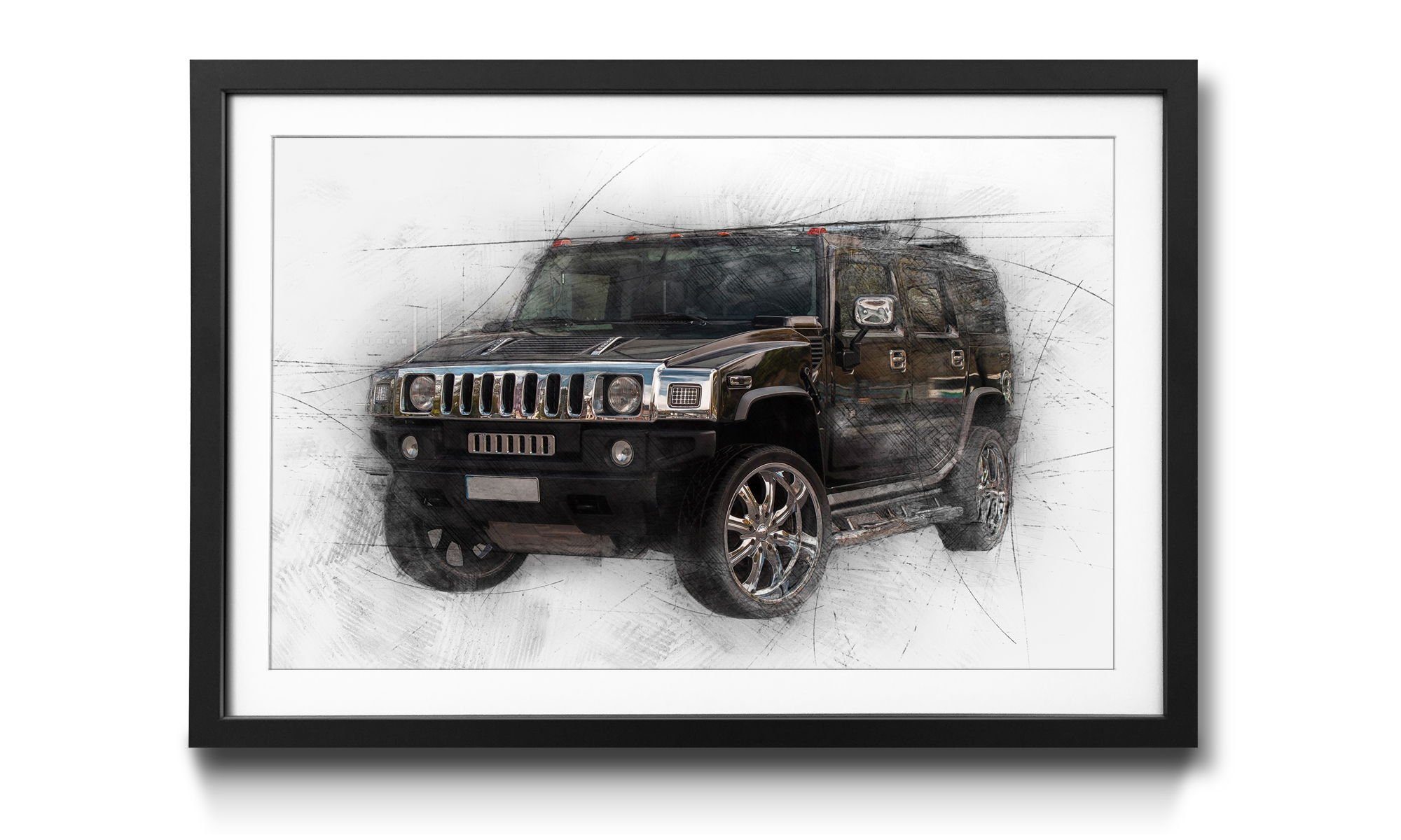 in 4 Bild The WandbilderXXL Rahmen mit Auto, Hum, Wandbild, Größen erhältlich