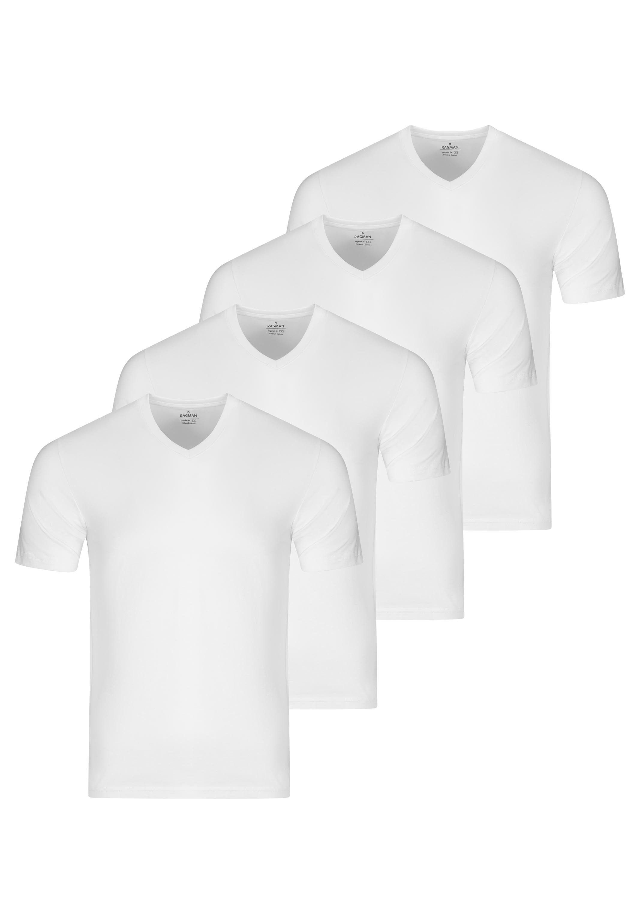 RAGMAN Unterhemd 4er Pack Basic (Spar-Set, 4-St) Unterhemd / Shirt Kurzarm - Baumwolle - Atmungsaktiv