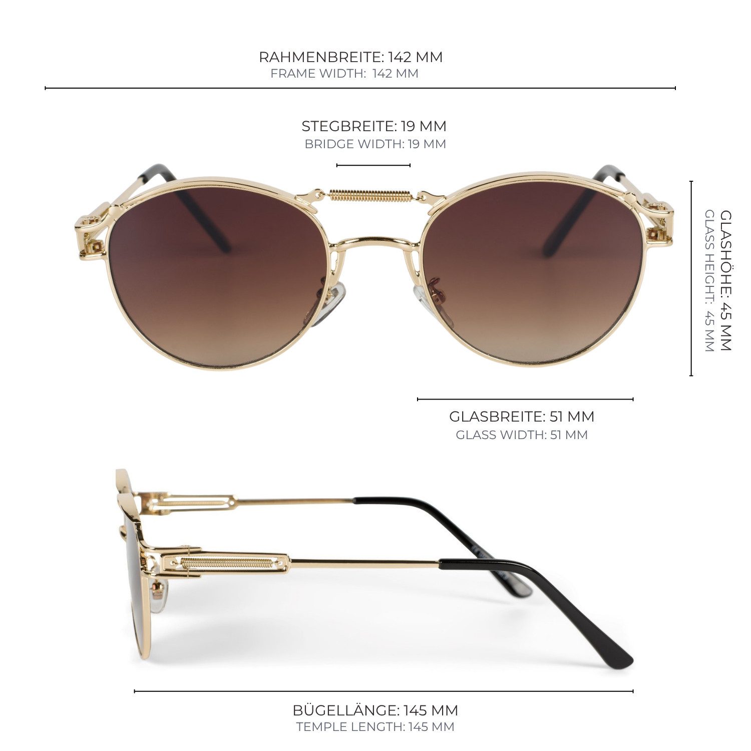 styleBREAKER Sonnenbrille Panto Sonnenbrille mit Federn (1-St) Verspiegelt – Bild 4 von 5
