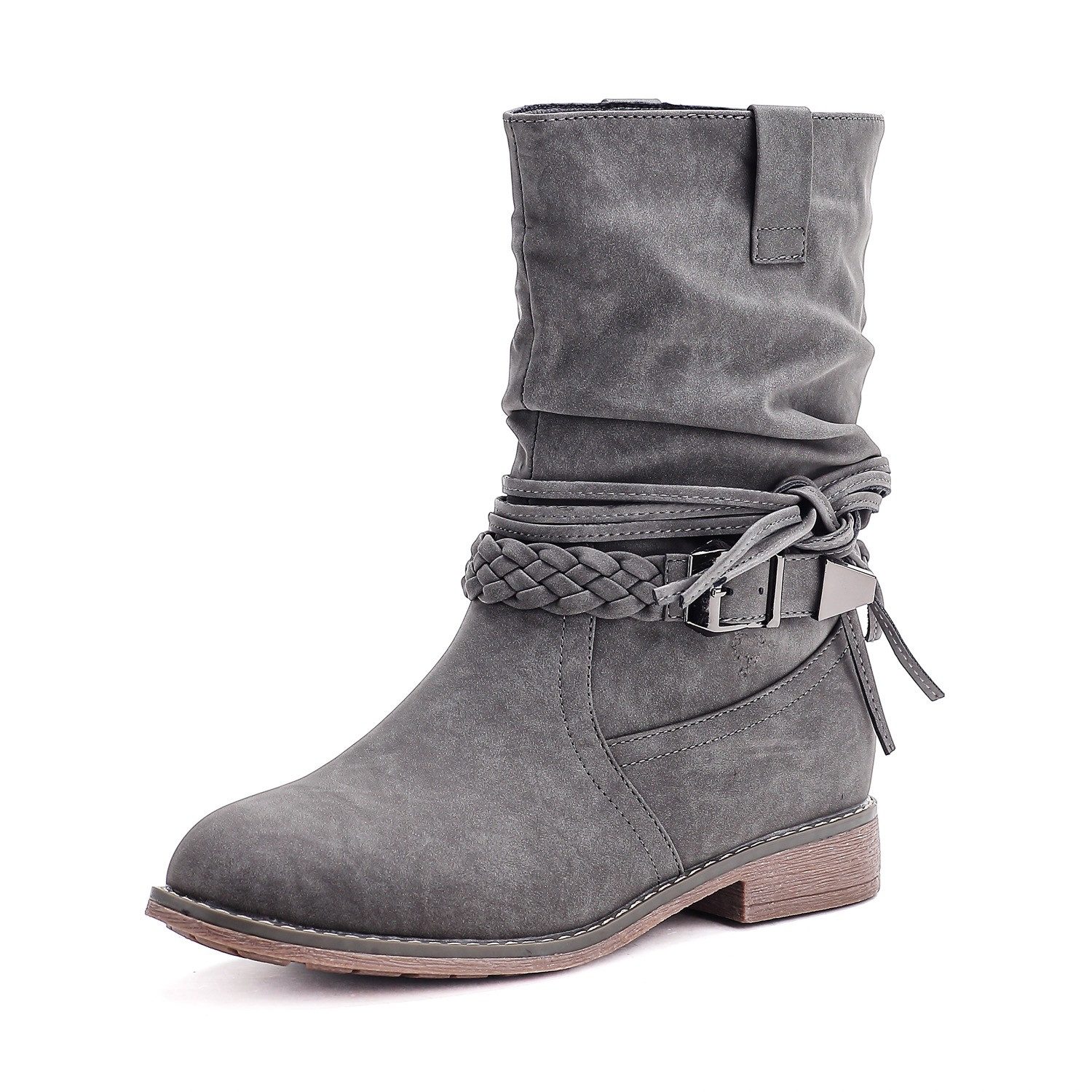 Pogolino ST87 Schlupfstiefel Damen Schlupfstiefeletten leicht gefüttert Boots Stiefel Herbst